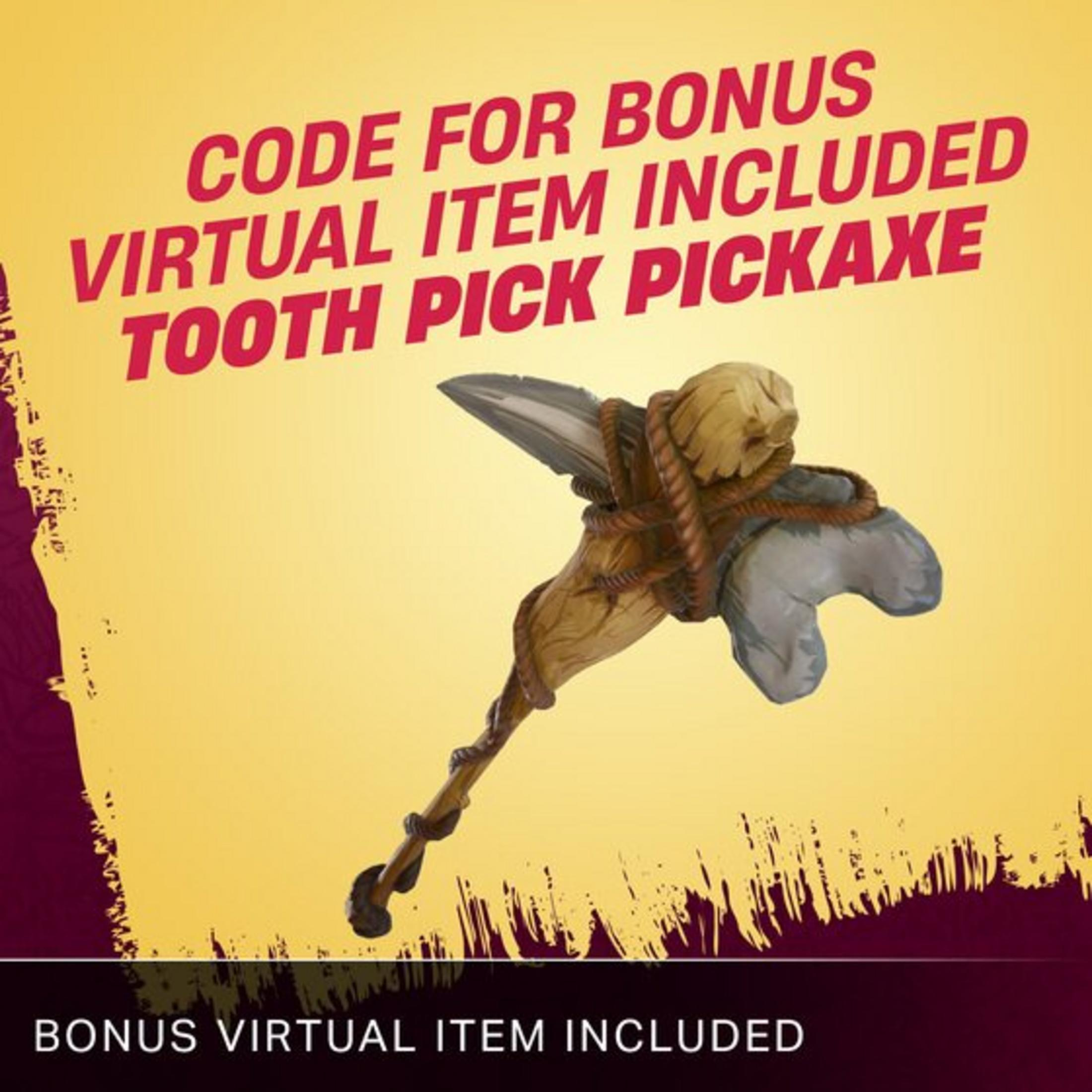 Wirtualny kilof z kości i liny na żółtym tle.