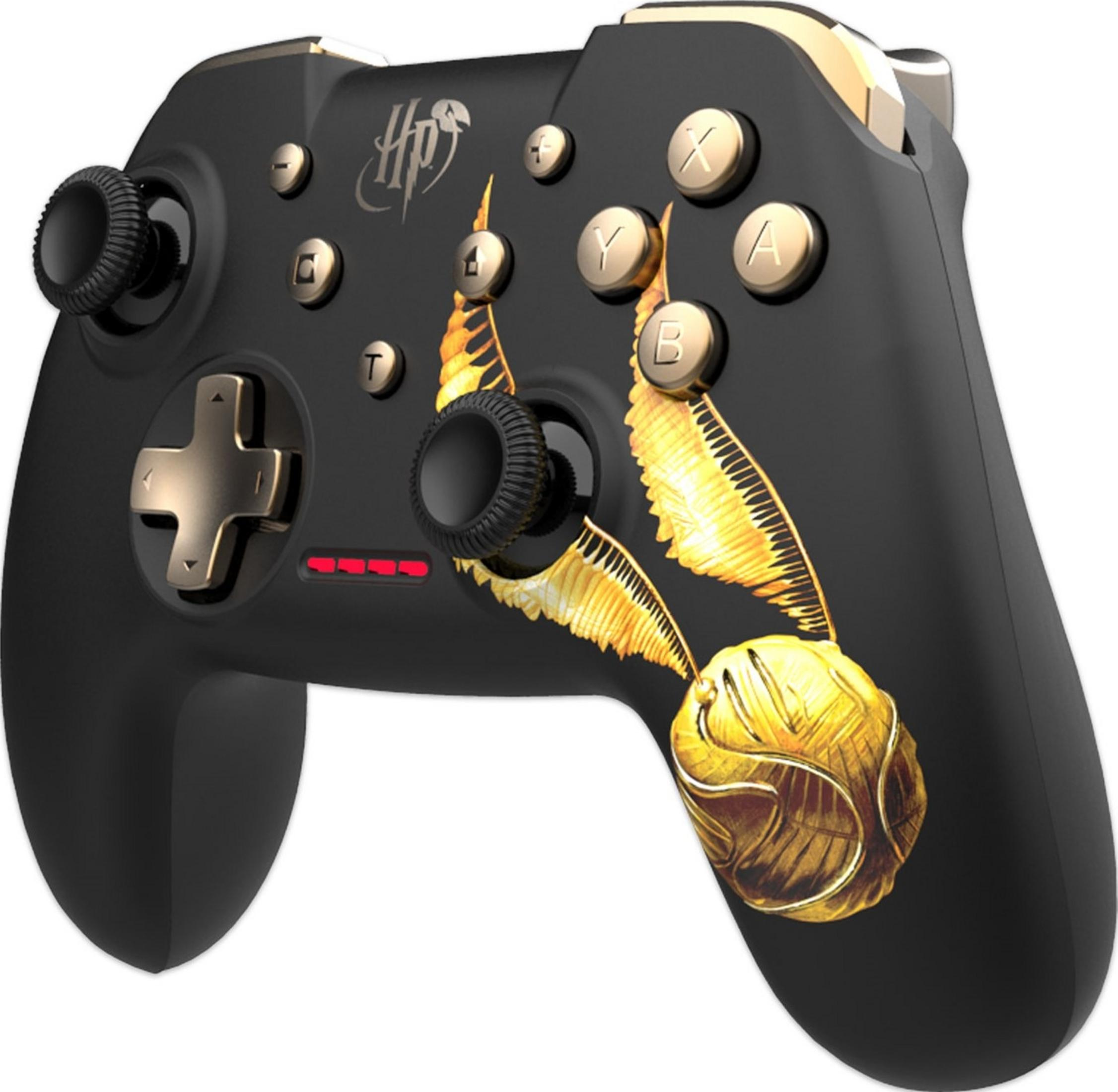 Controller nero a tema Harry Potter con ali dorate.