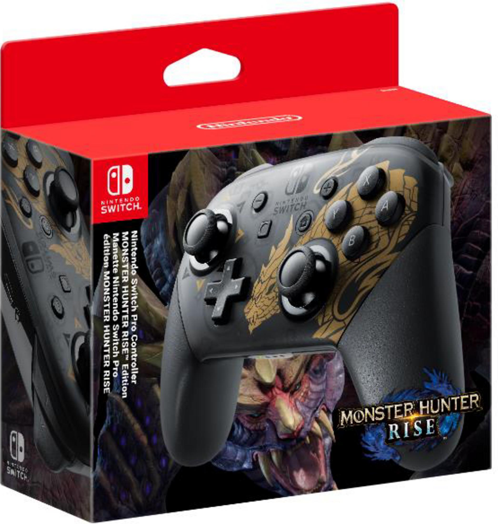 Nintendo Switch Pro Controller, Monster Hunter Rise Edition.