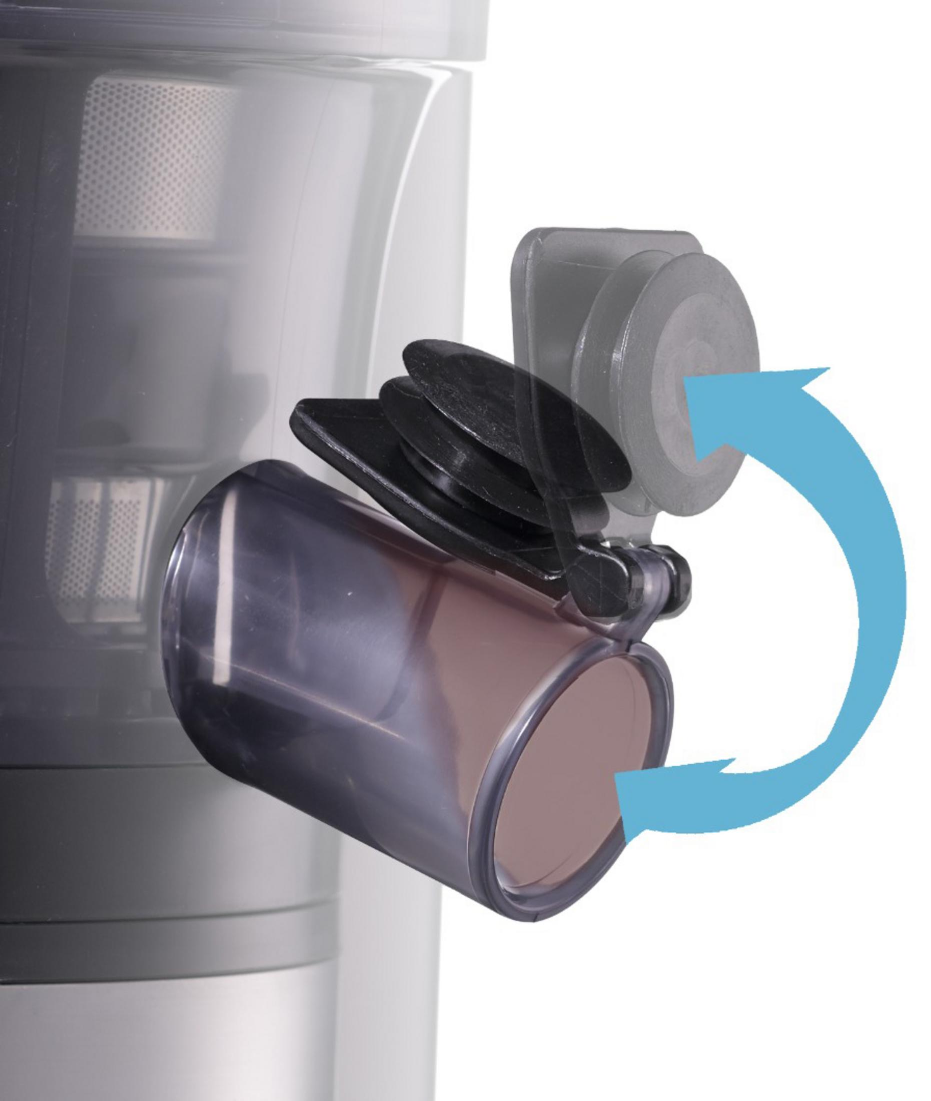 Przezroczysta rynna z czarnym mechanizmem dźwigni na srebrnej maszynie.