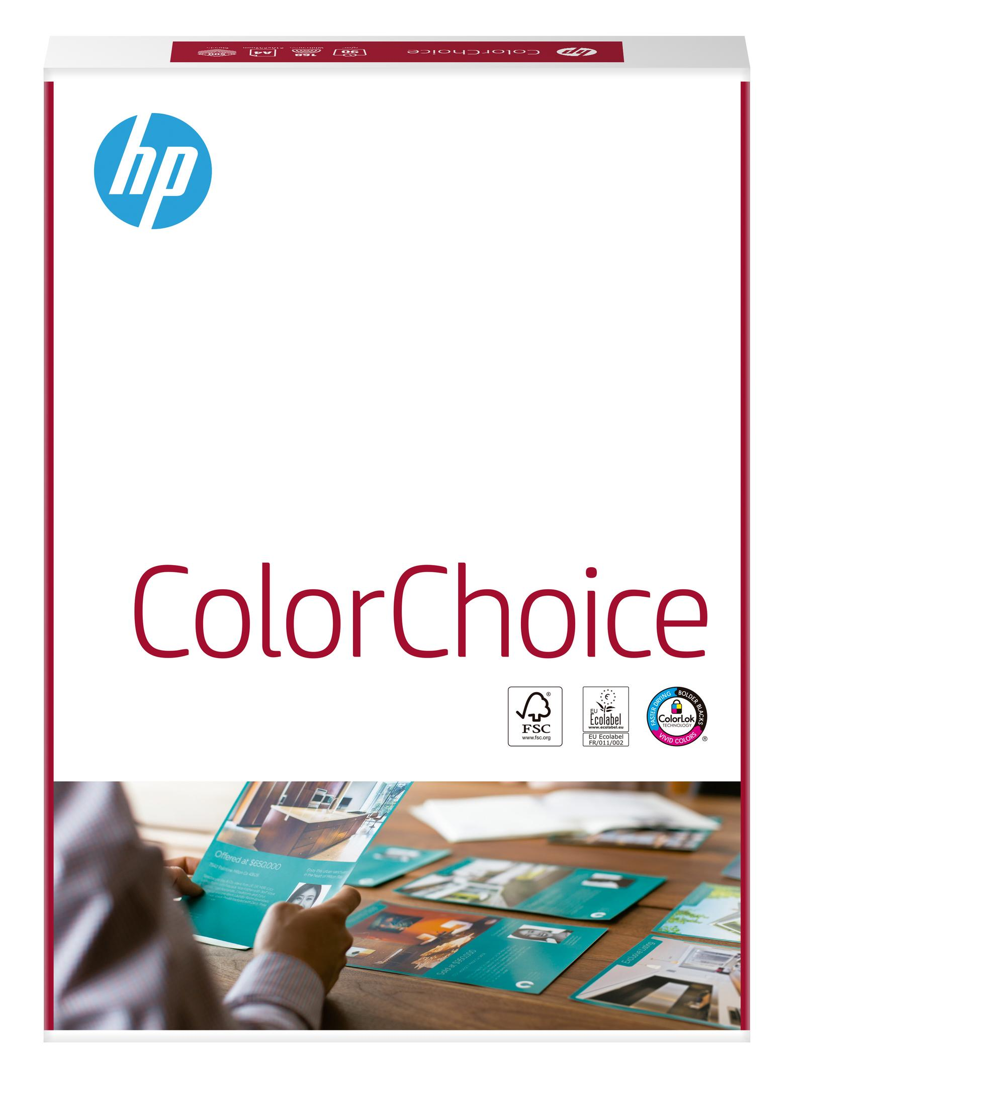Papier HP ColorChoice z Etykietą Ekologiczną i certyfikatami.