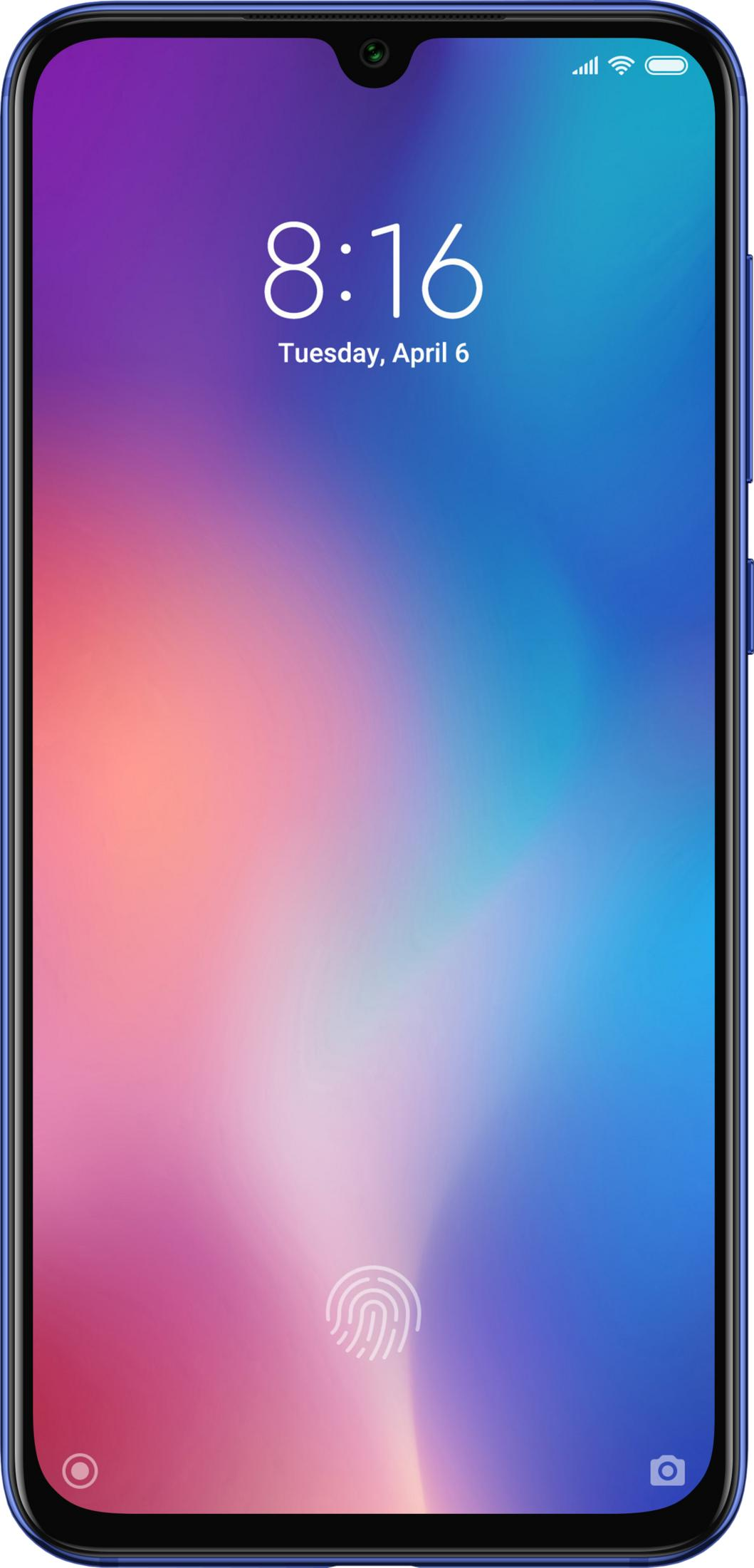Ein Smartphone zeigt 8:16 Uhr und Dienstag, 6. April an. Fingerabdrucksensor.