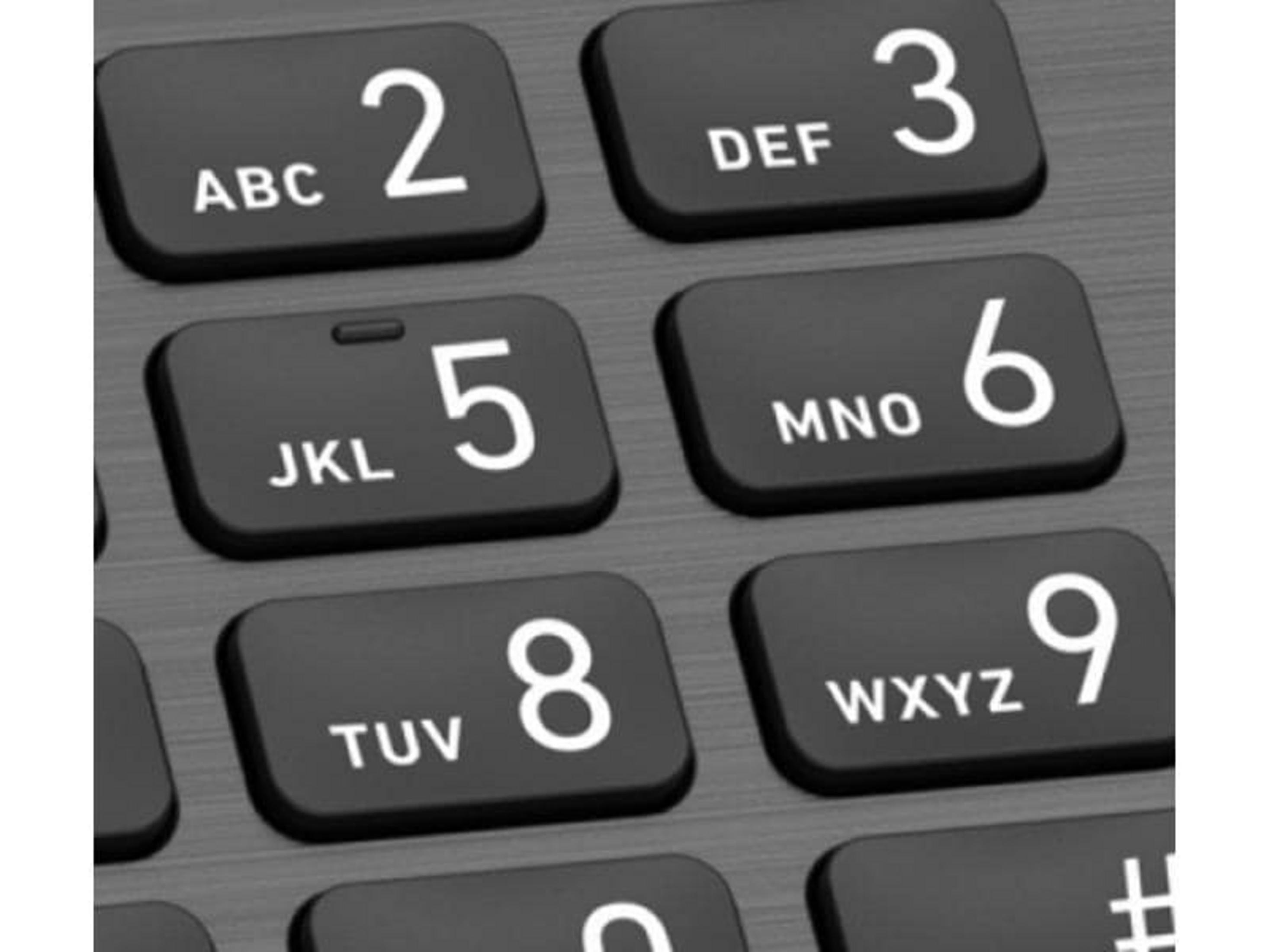 Zbliżenie klawiatury z przyciskami 2, 3, 5, 6, 8 i 9.