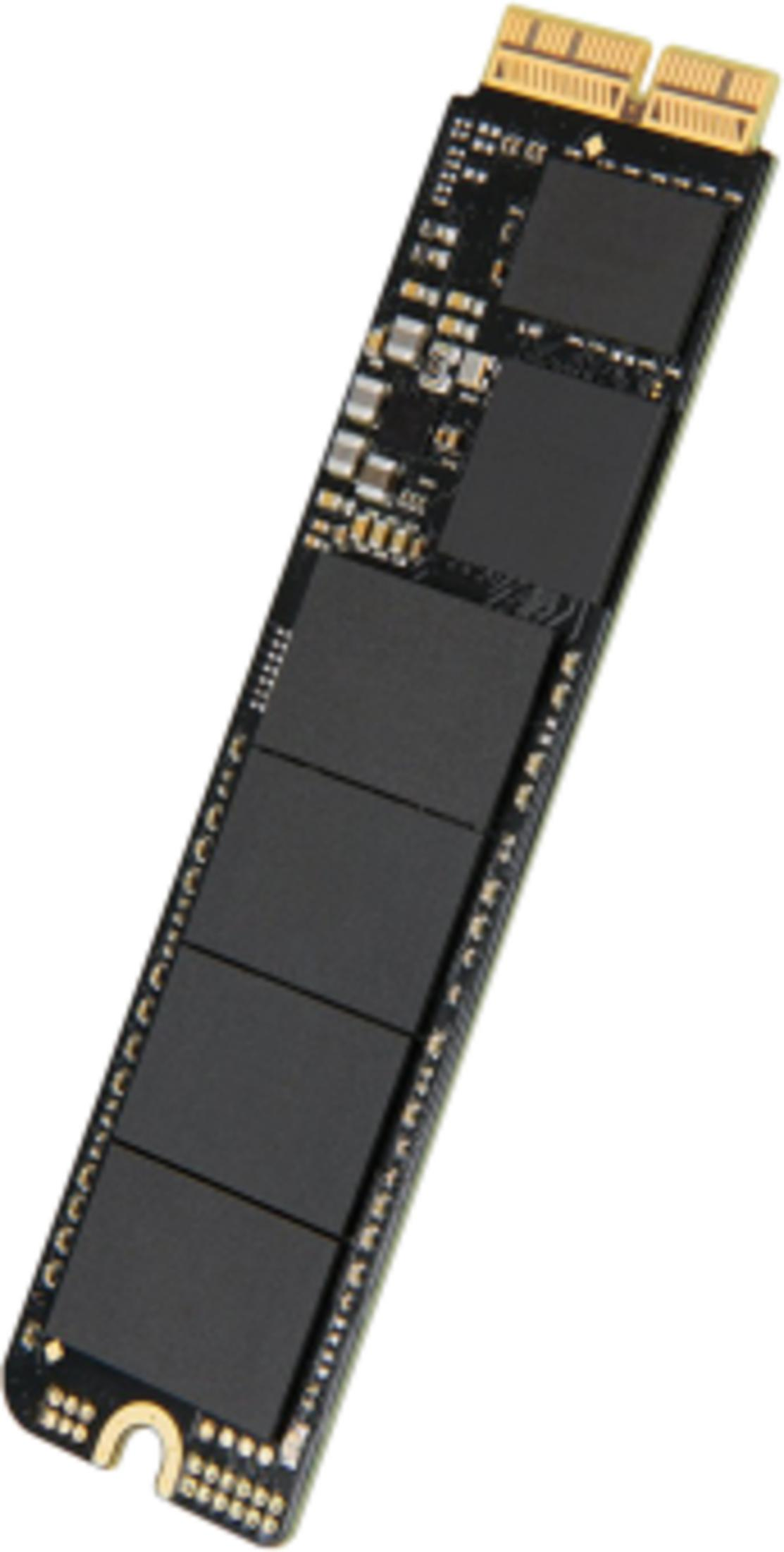 Un SSD M.2 nero con connettori dorati e chip di memoria.