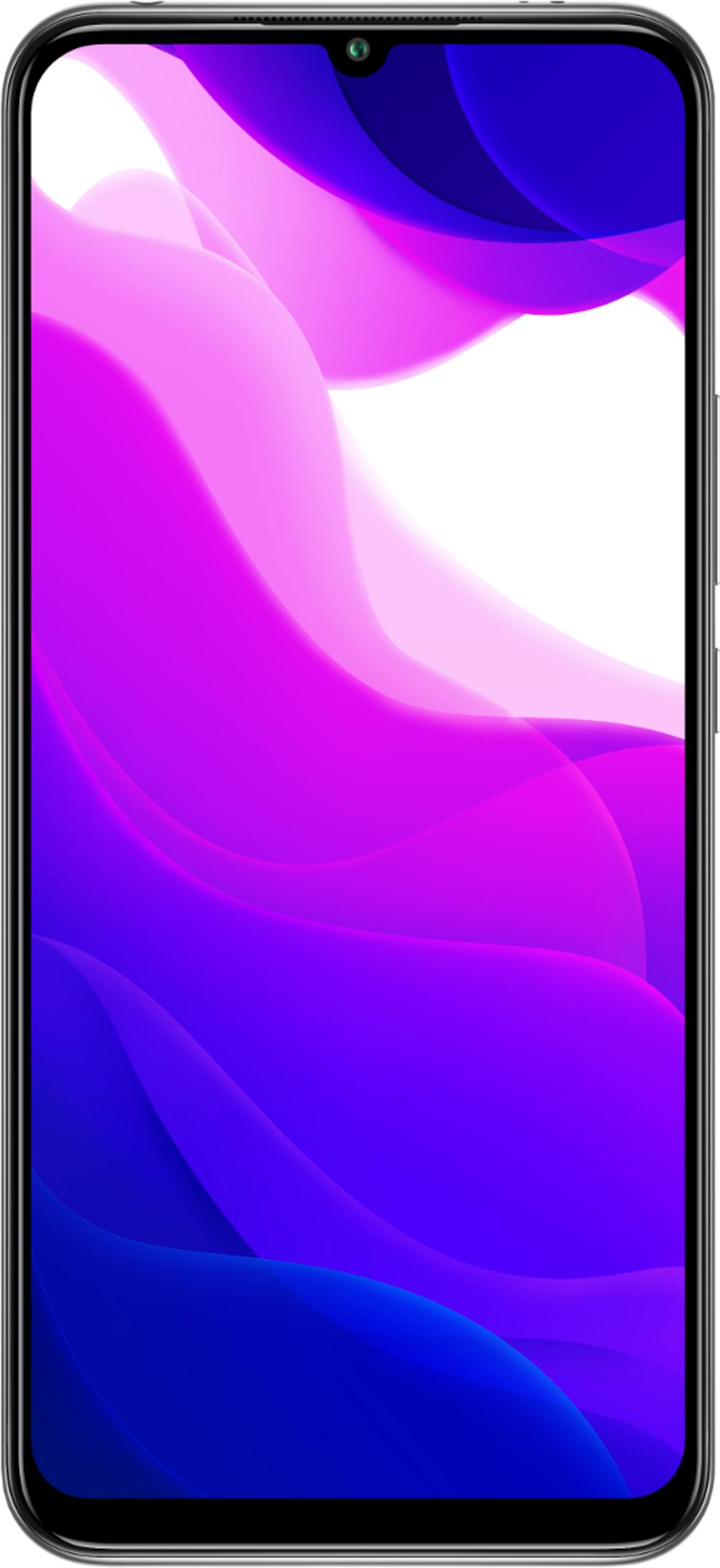 Ein Smartphone mit einem lila und blauen abstrakten Hintergrund.
