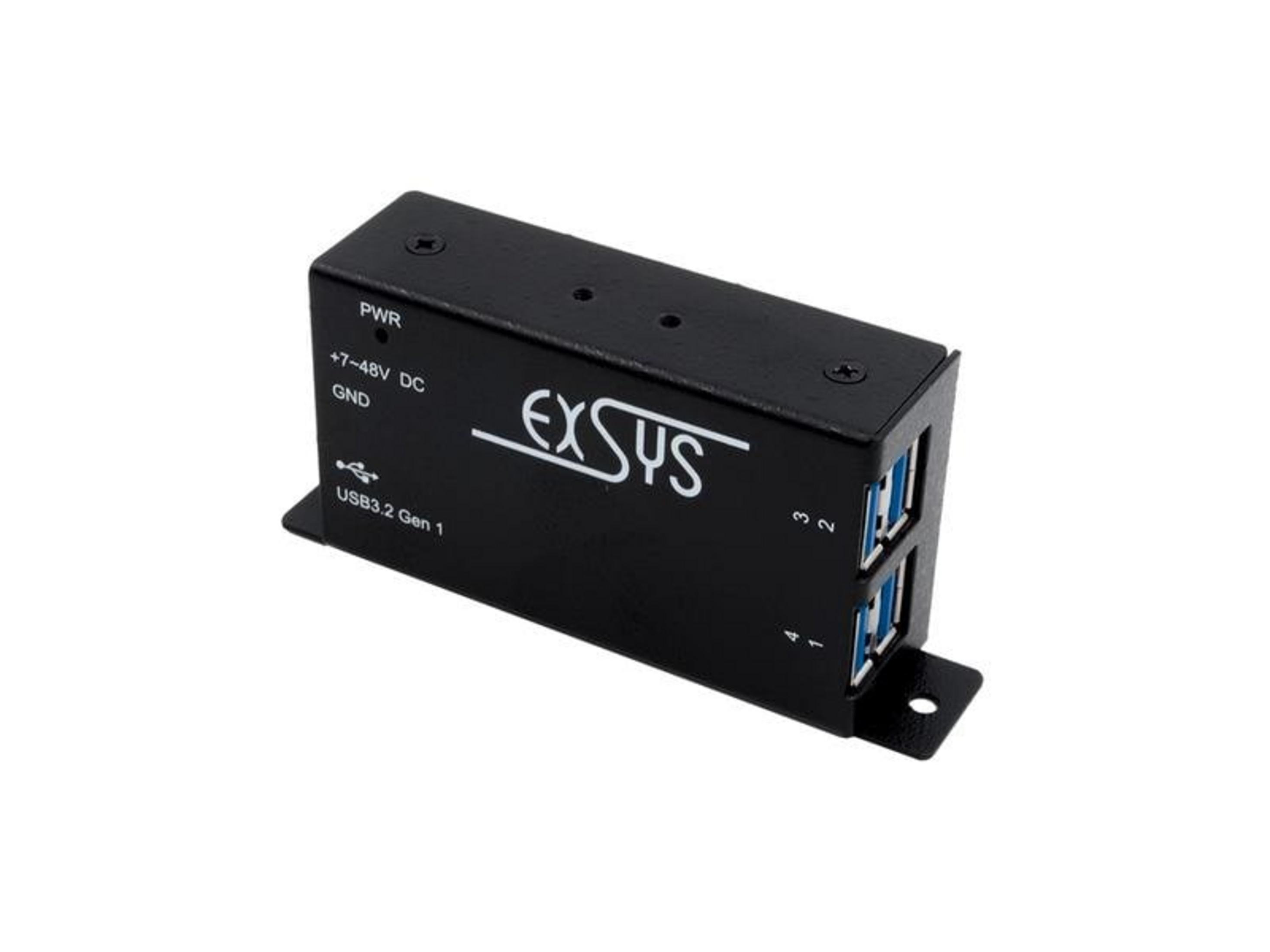 Hub USB nero con quattro porte etichettate PWR, GND, USB3.2 Gen 1.