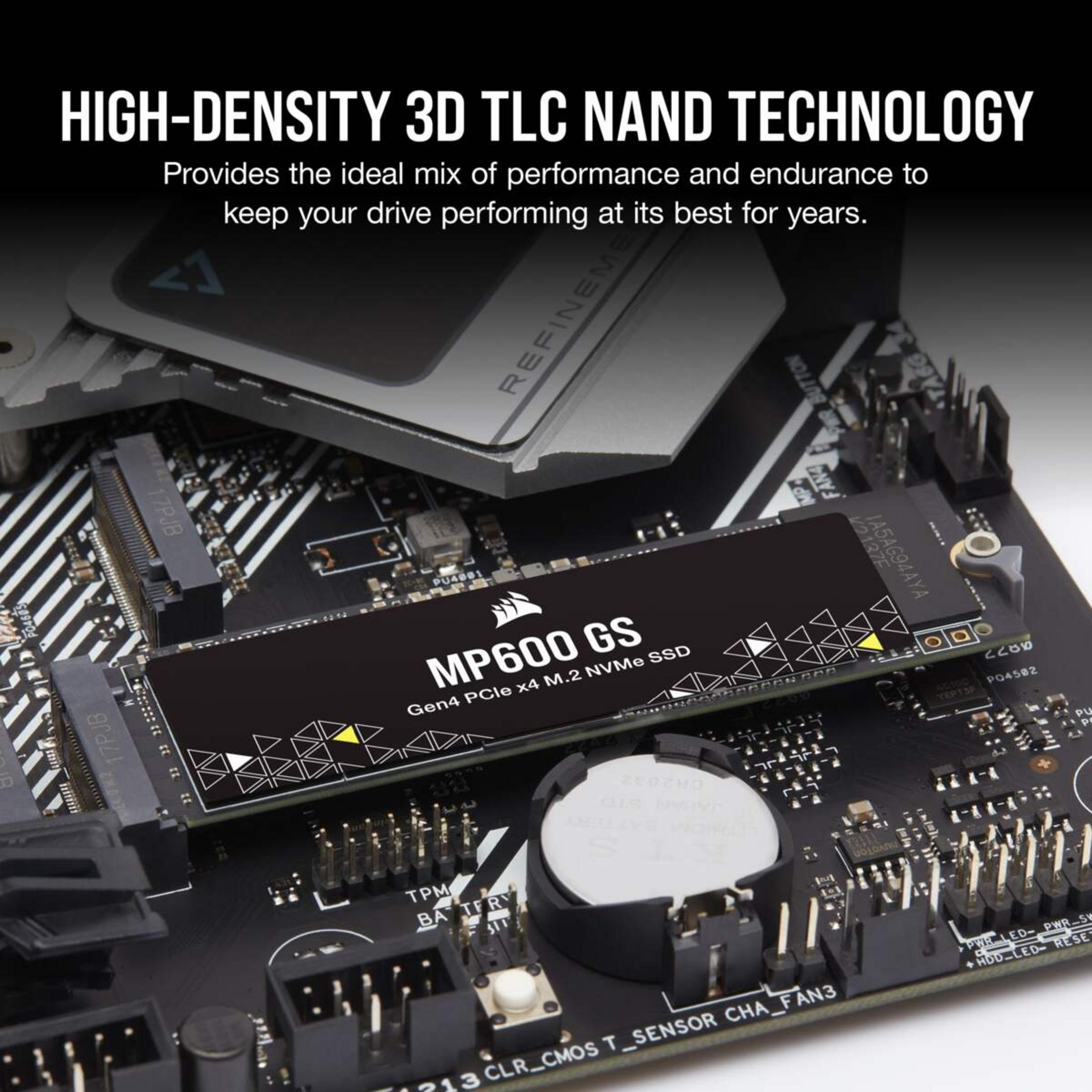 Primer plano de una SSD M.2 NVMe en una placa base con texto.