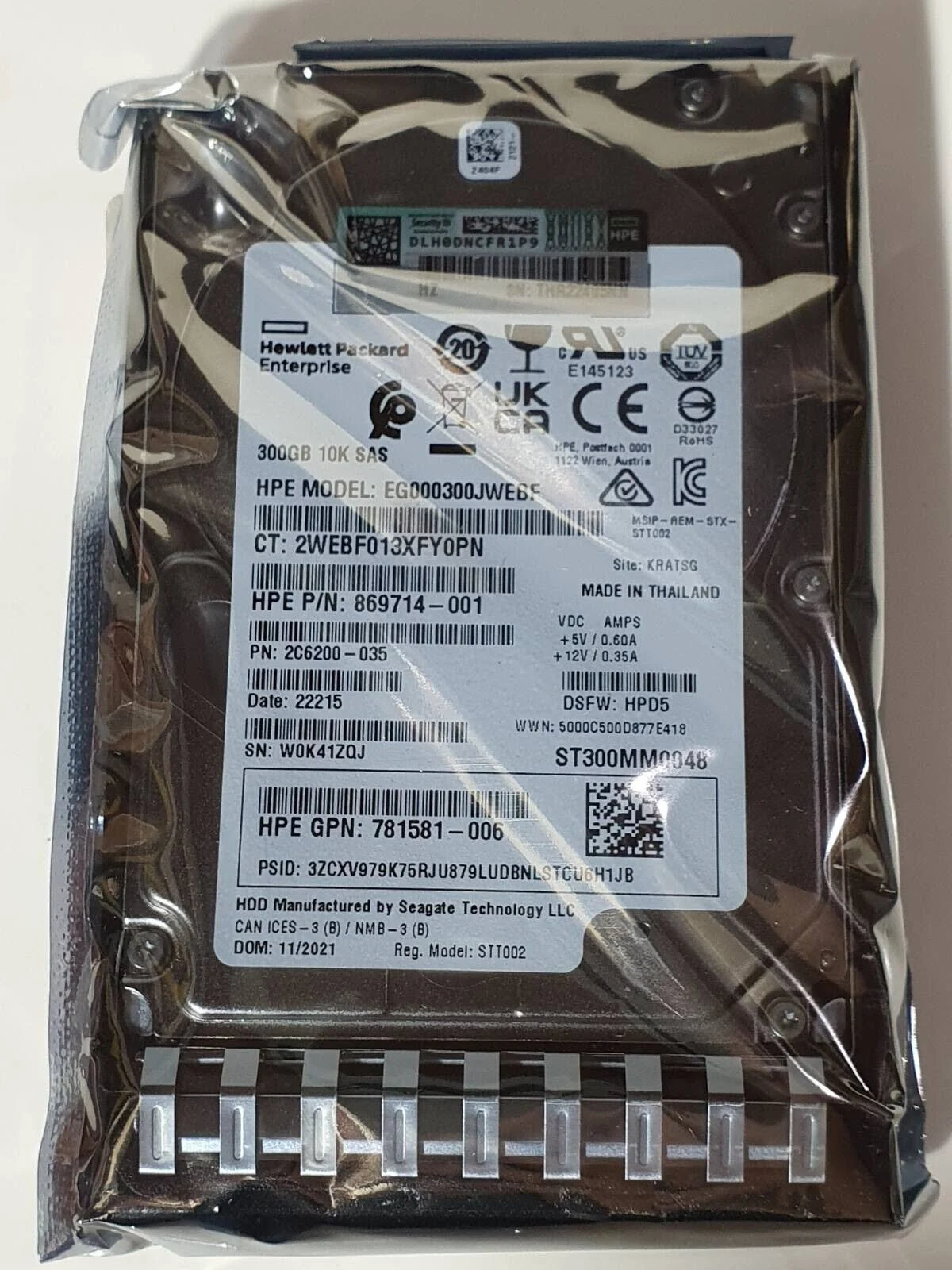 Dysk twardy HP 300GB 10K SAS, zapakowany w folię.