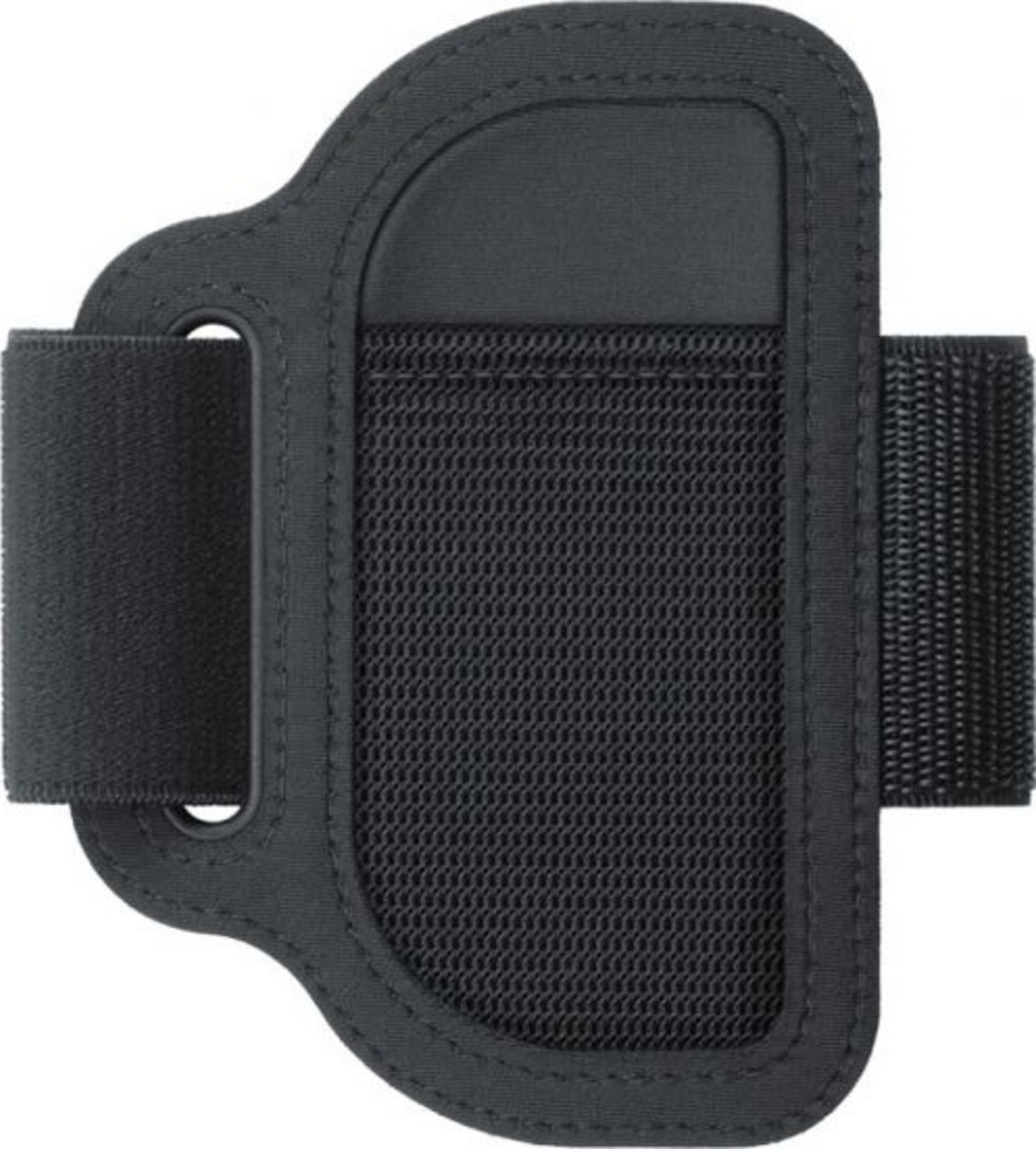 Fascia da braccio nera con velcro per smartphone.