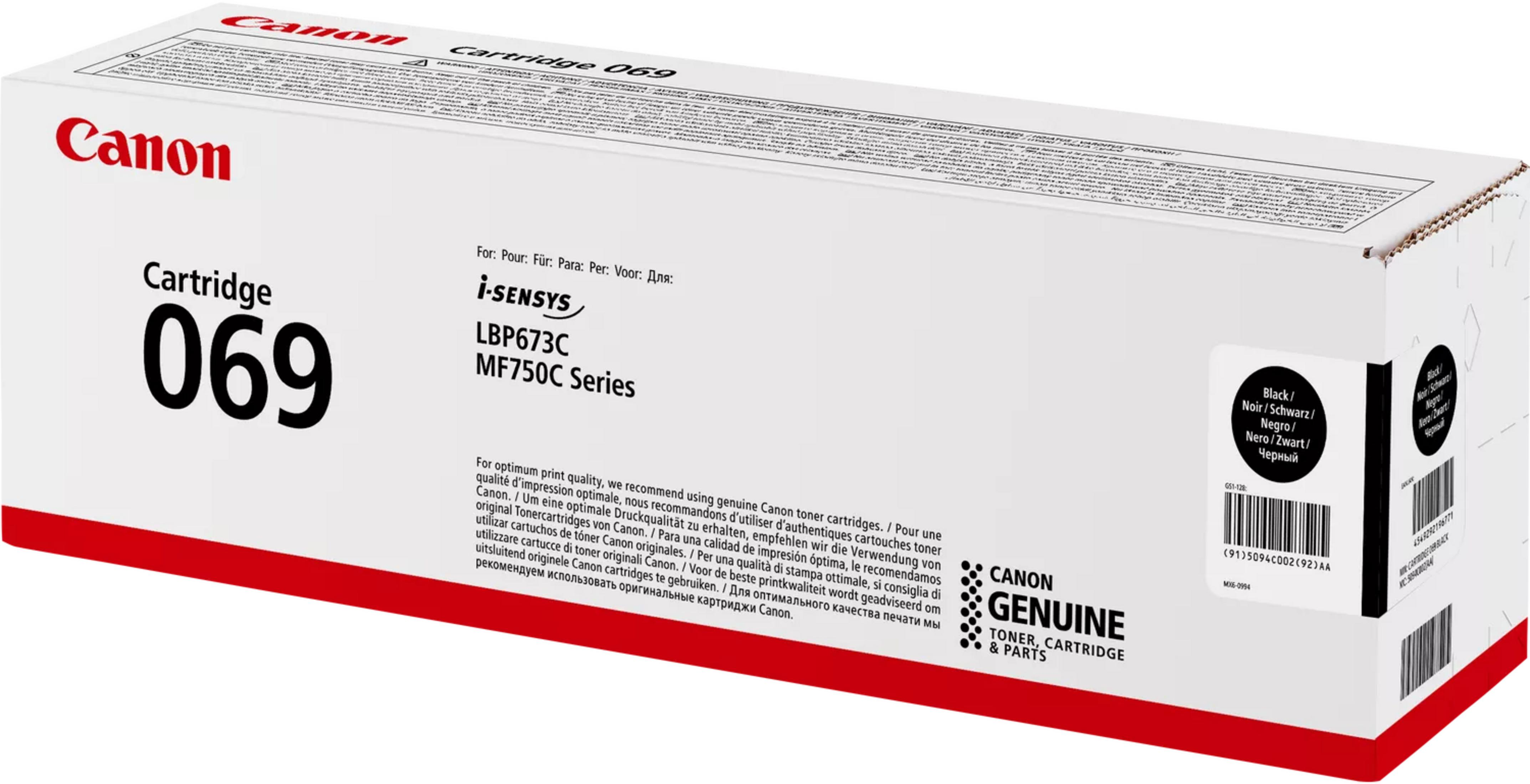 Pudełko z tonerem Canon 069, z czarnym nadrukiem dla LBP673C MF750C Series.