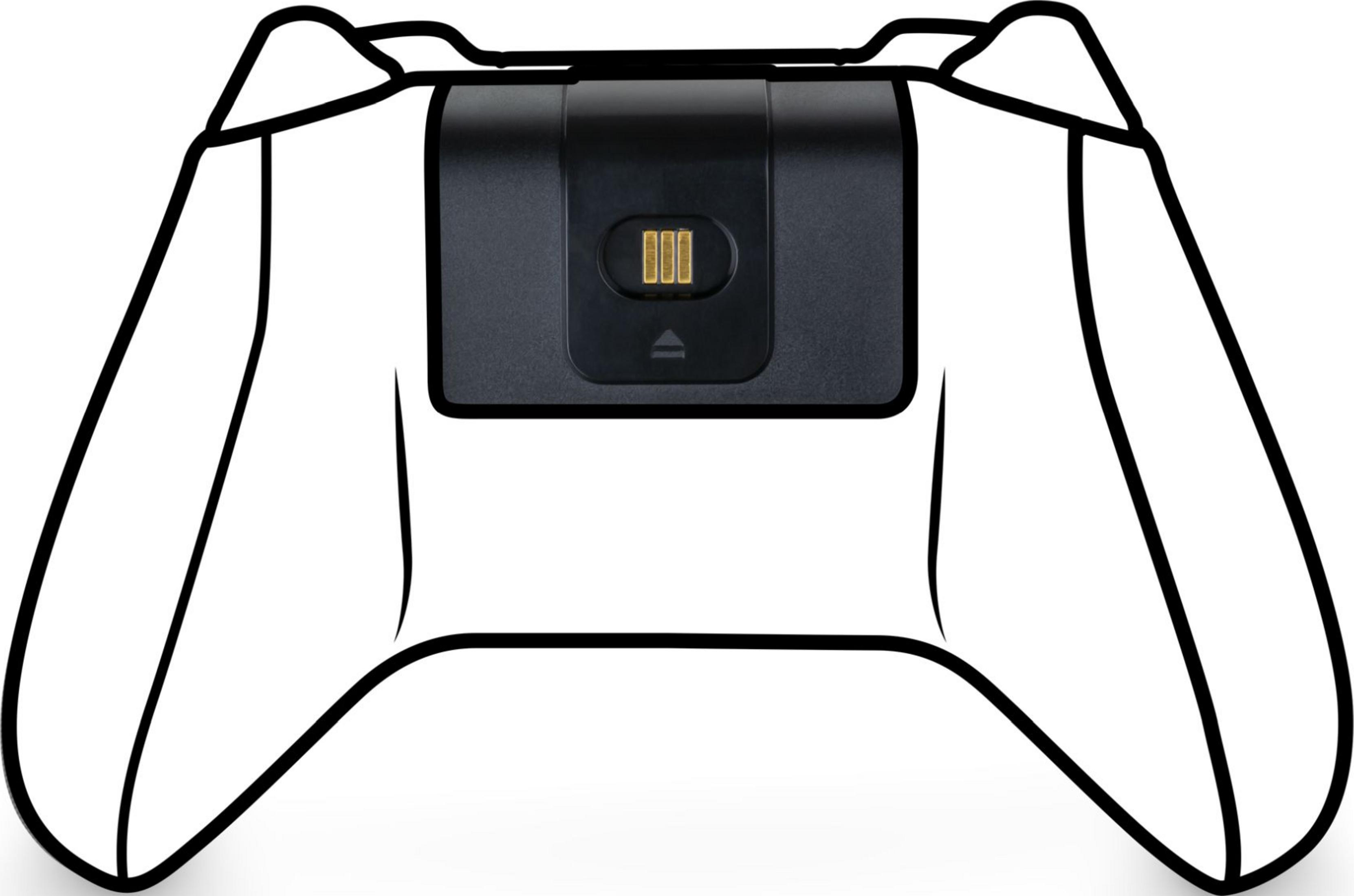 Contorno bianco del controller con porta di ricarica nera al centro.