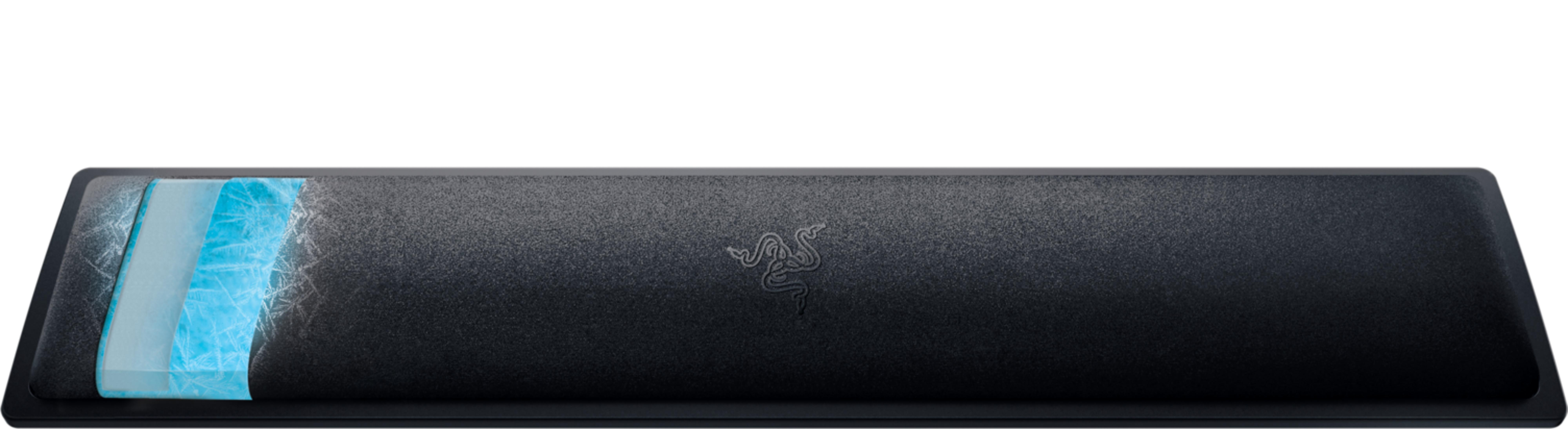 Repose-poignet noir avec design glace bleue et logo Razer.