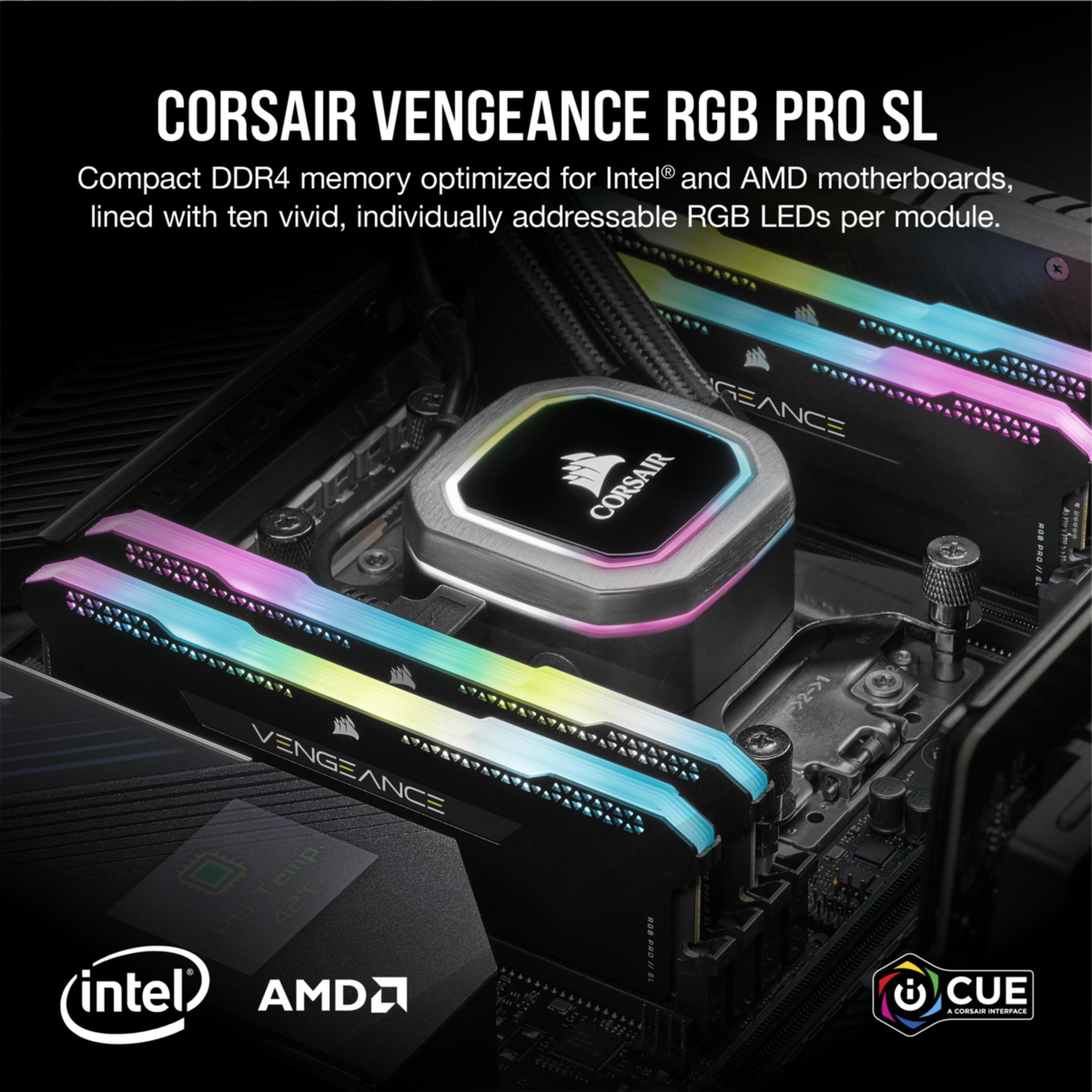 Pamięć RAM DDR4 Corsair Vengeance RGB Pro SL z chłodzeniem CPU na płycie głównej.