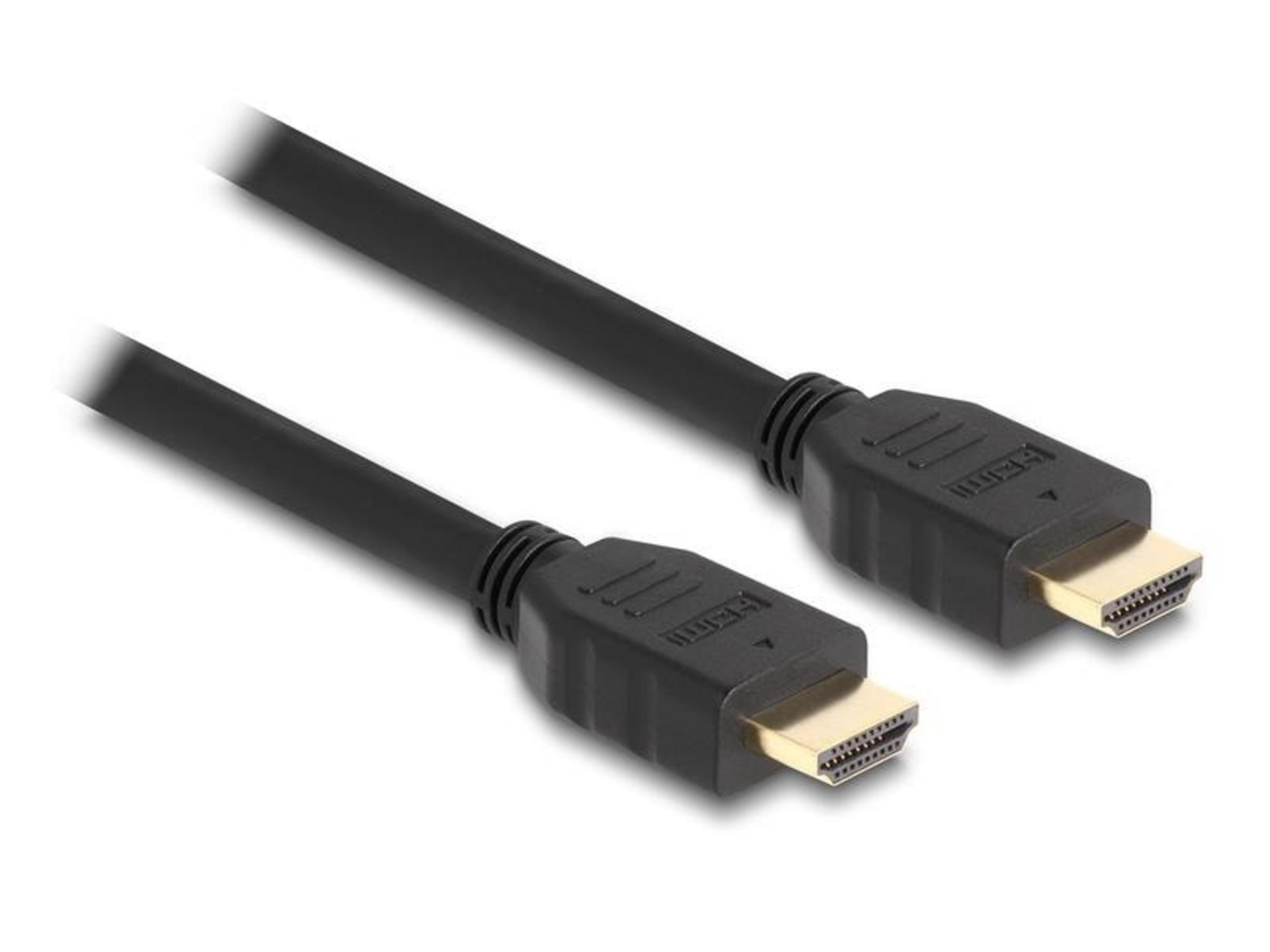 Schwarzes HDMI-Kabel mit goldenen Steckern auf weißem Hintergrund.