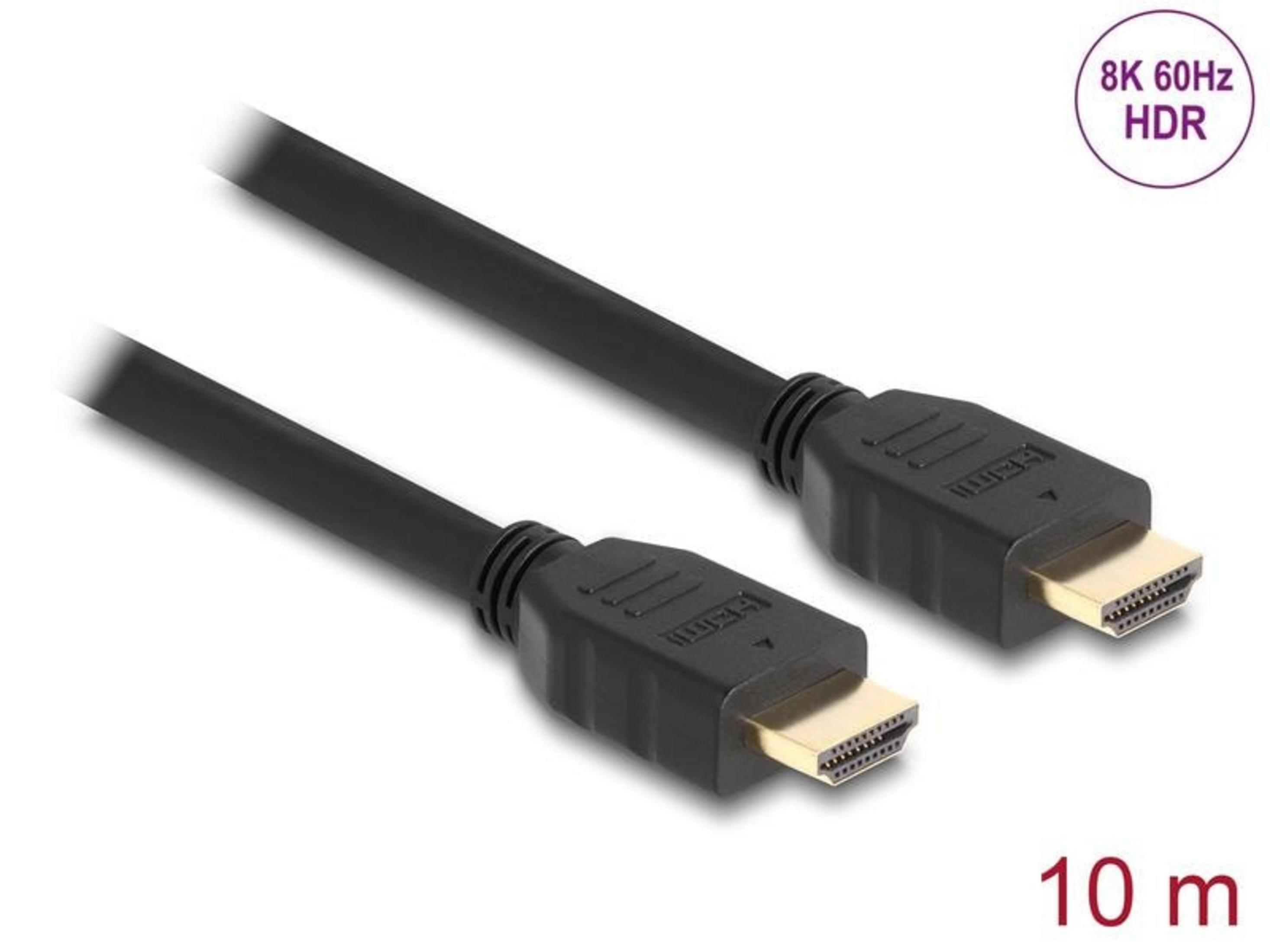 Schwarzes HDMI-Kabel mit 10m Länge, 8K 60Hz HDR Unterstützung.