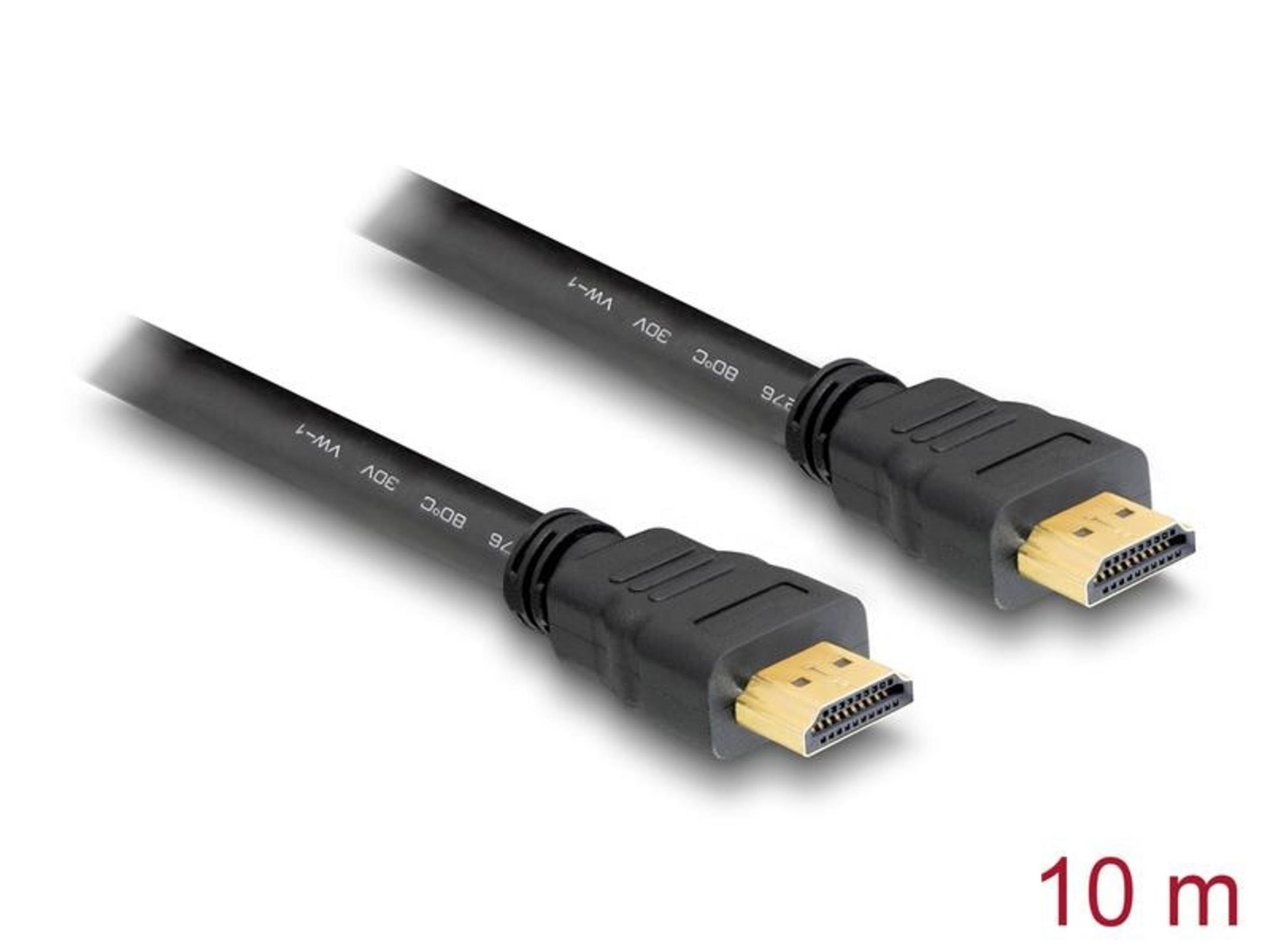 Twee zwarte HDMI-kabels met gouden connectoren en een lengte van 10 m.