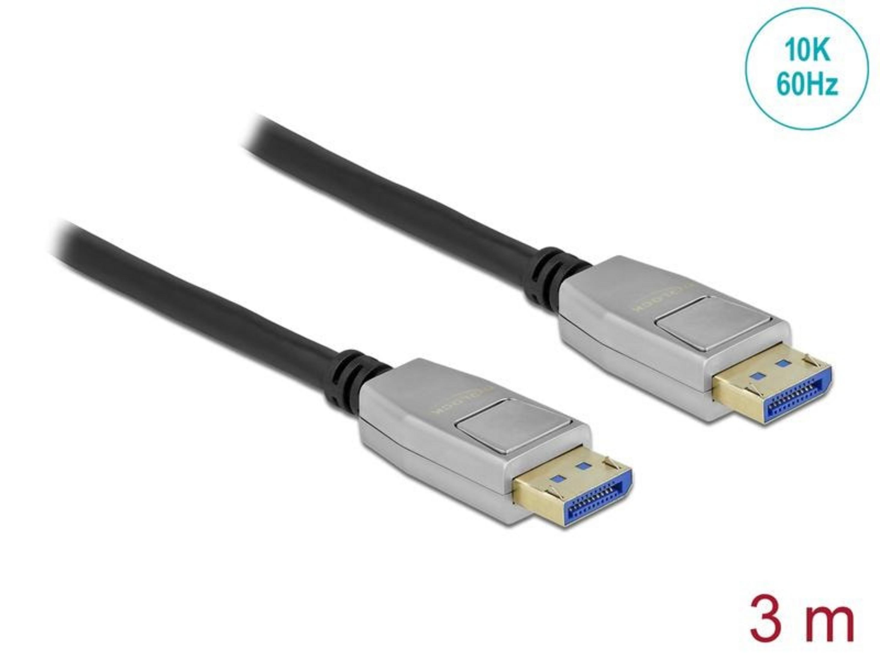 DisplayPort-Kabel mit silbernen Steckern, 10K 60Hz, 3m.