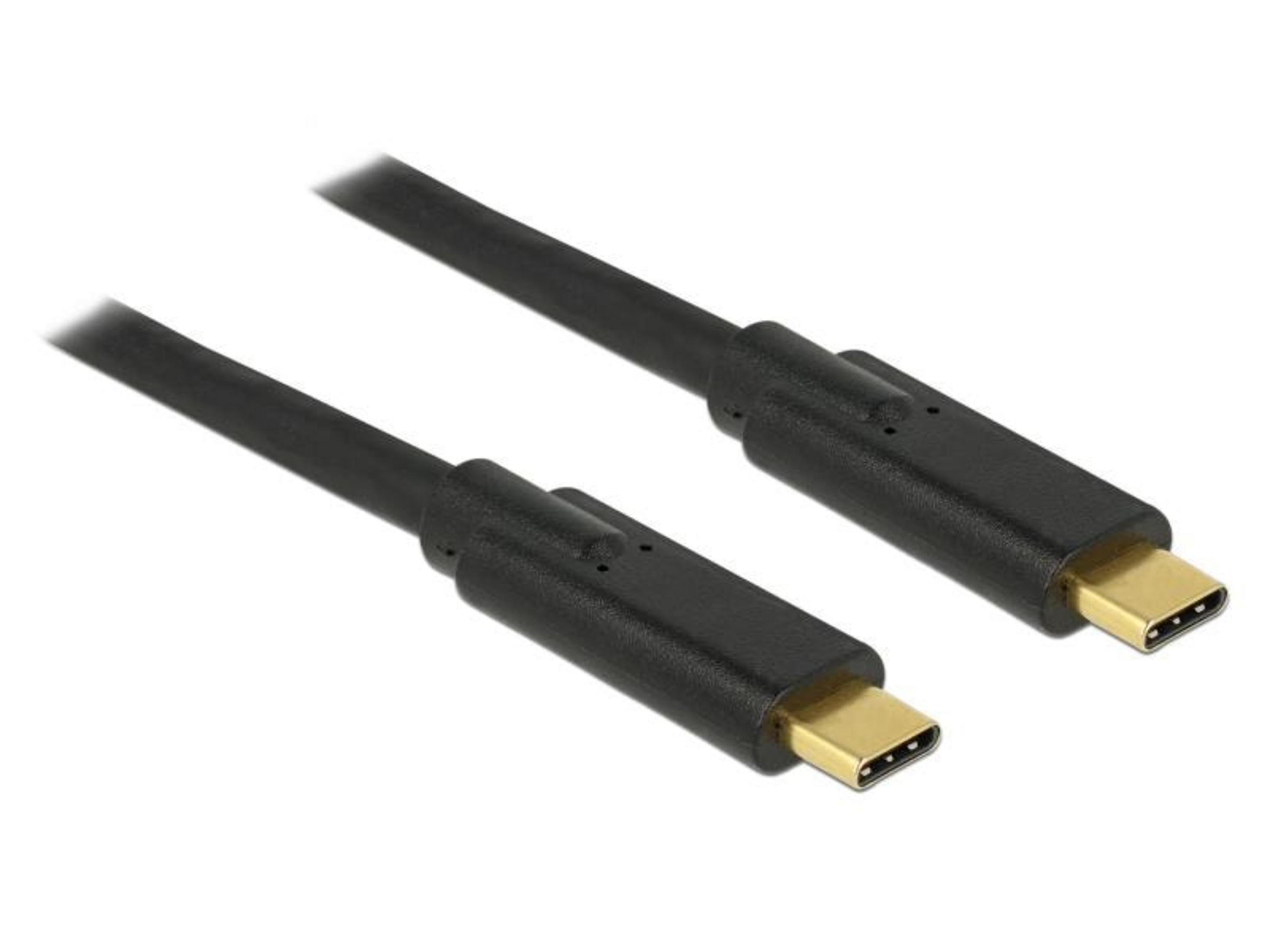 Deux câbles USB-C noirs avec connecteurs dorés sur fond blanc.