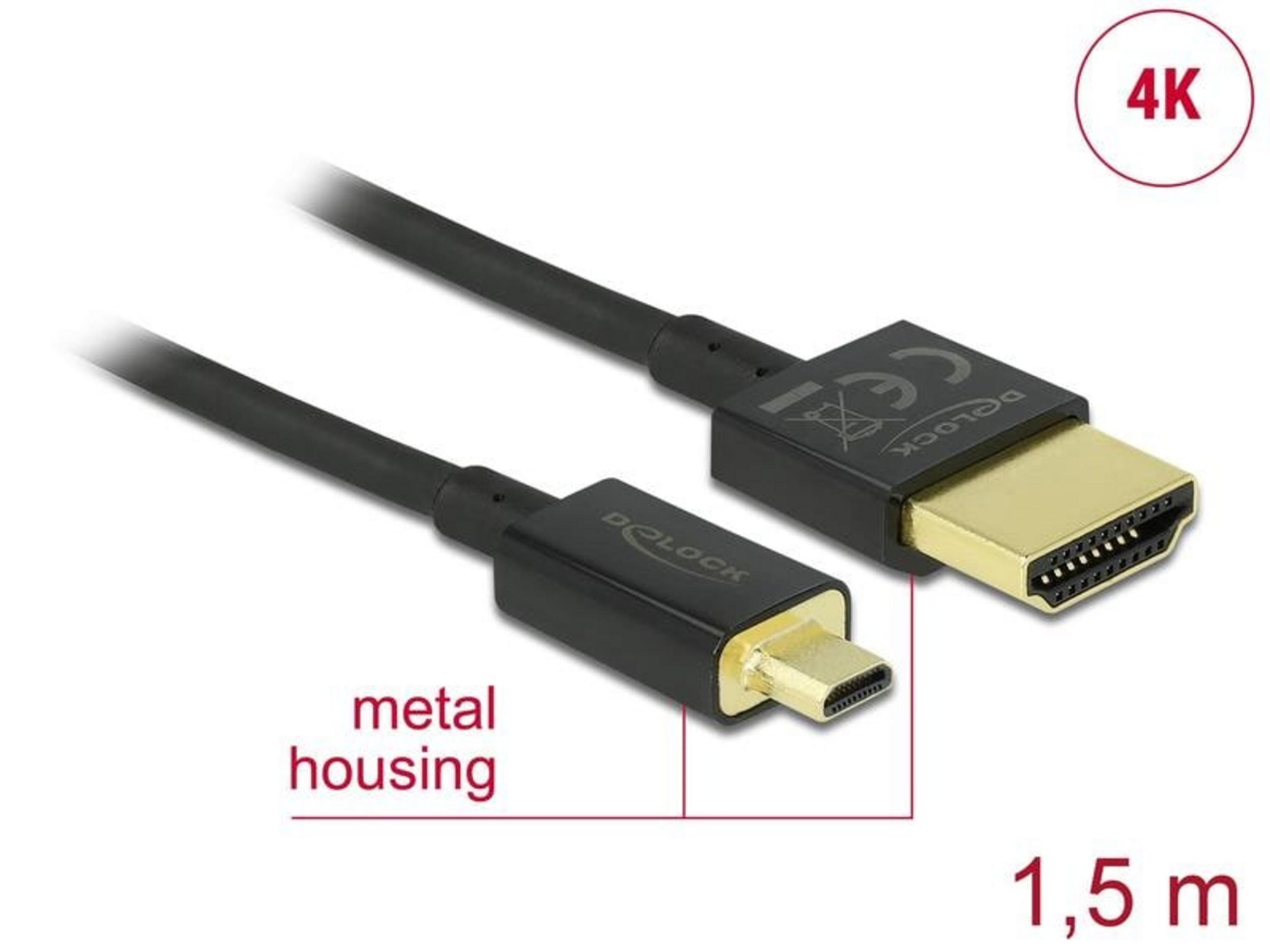 Ein 4K-HDMI-Kabel mit USB-C-Stecker und Metallgehäuse, 1,5 m lang.