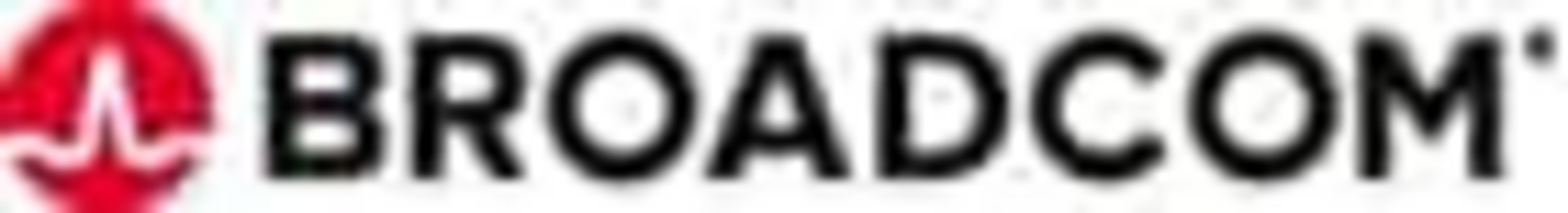 Das Logo von Broadcom mit roten und weißen Elementen.