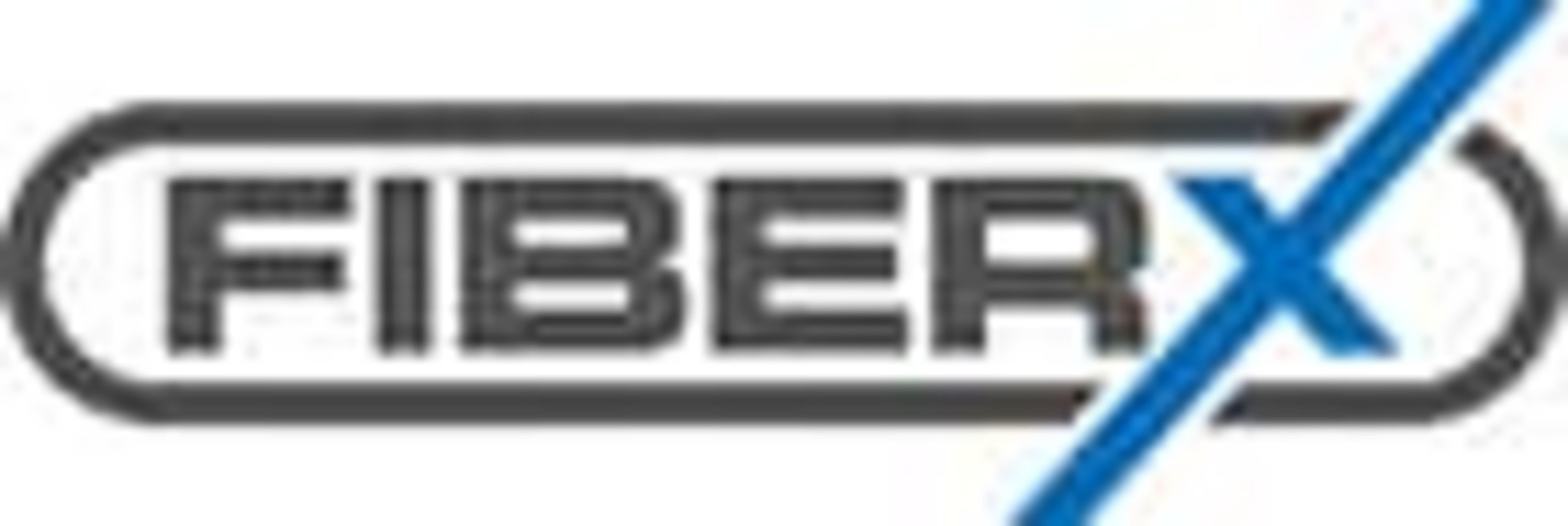 Logo grigio con 'FIBERX' e una X blu.