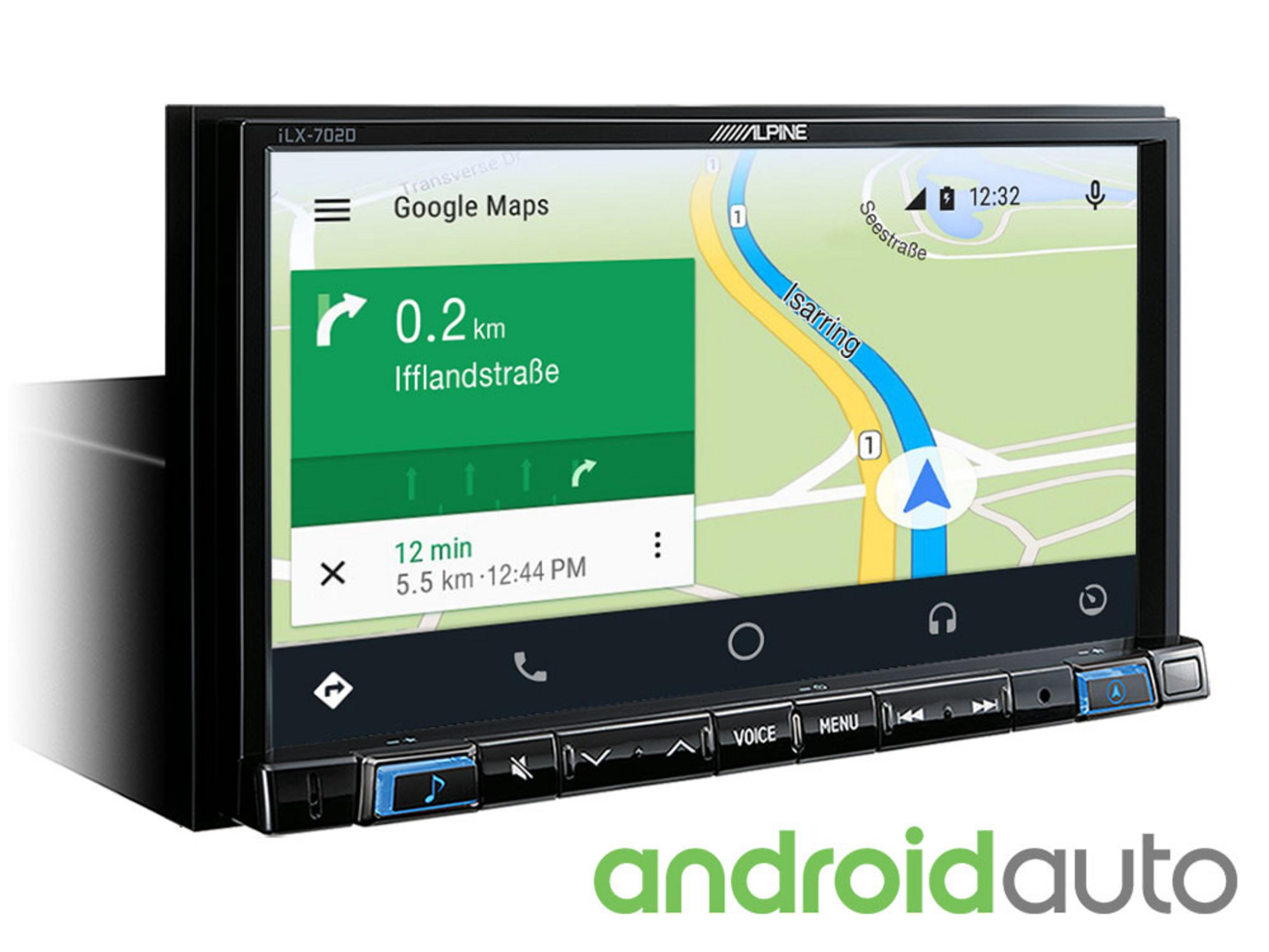 Alpine Autoradio mit Google Maps Navigation, 0,2 km Ziel entfernt.