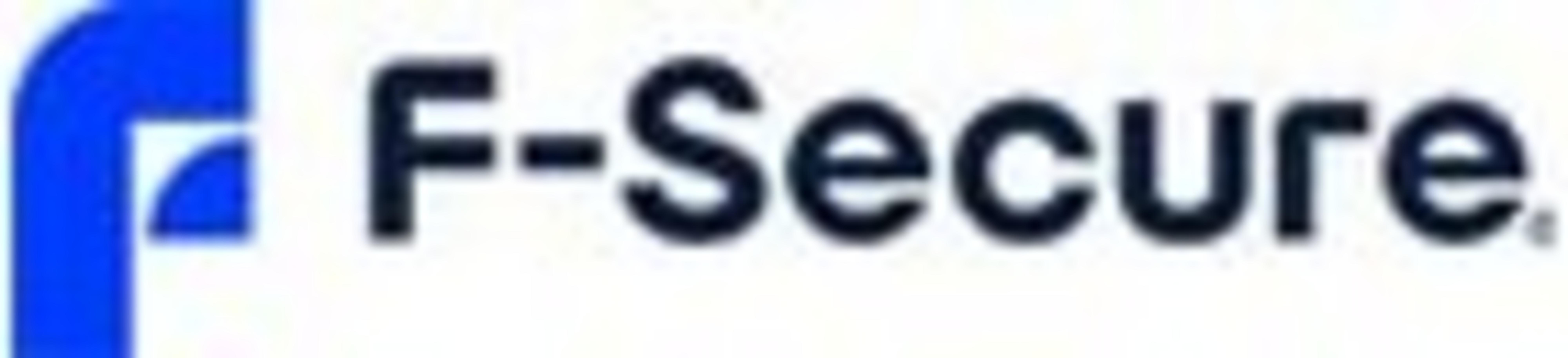 Niebieskie logo F obok czarnego tekstu 'F-Secure.'