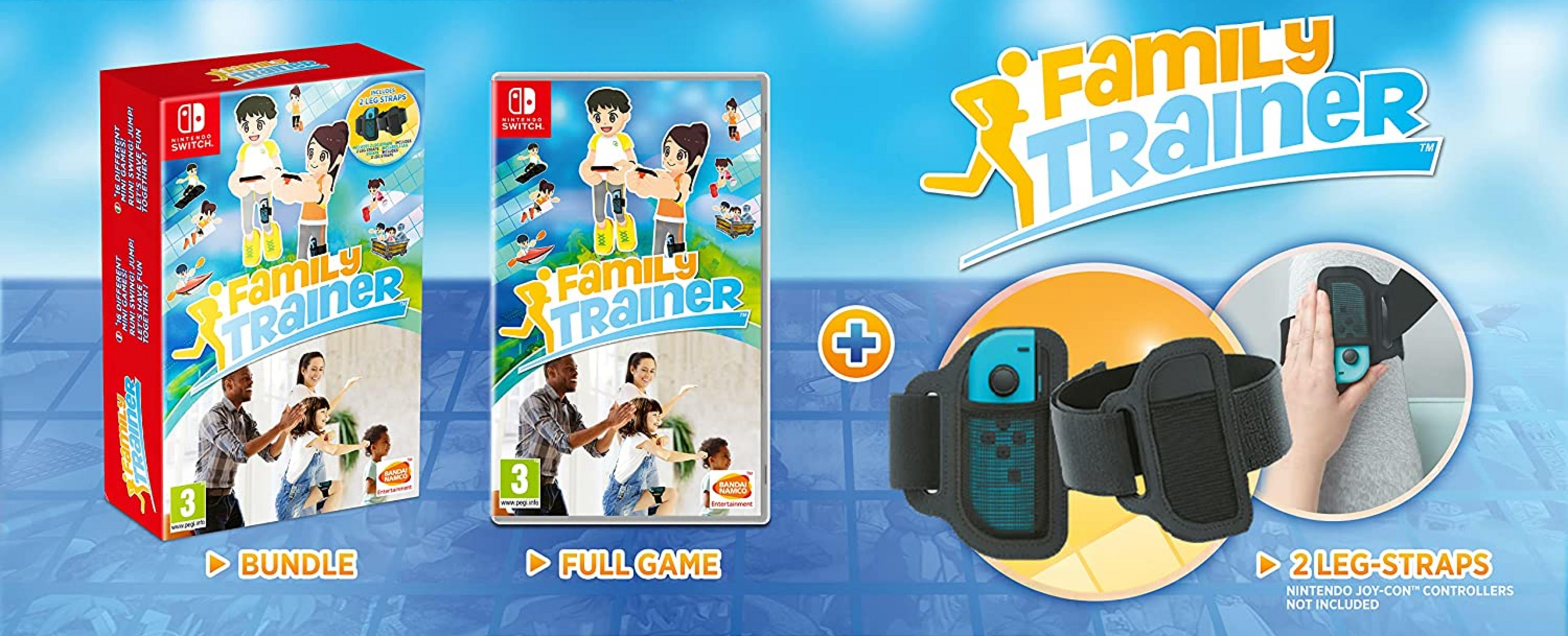 Family Trainer Nintendo Switch Spielbox, Hülle und Beinriemen.
