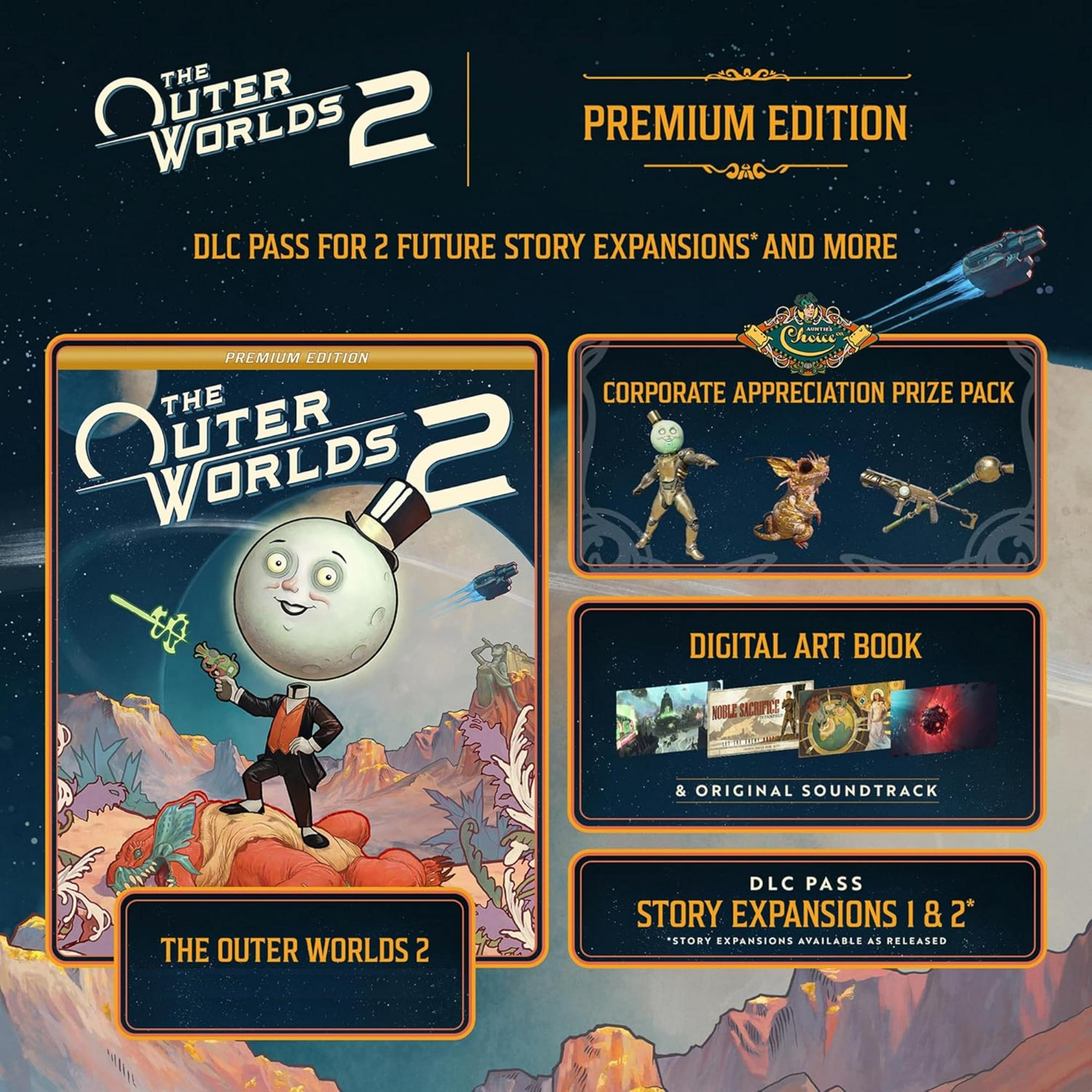 Edycja Premium The Outer Worlds 2 z Karnetem DLC, Pakietem Nagród i Artbookiem.