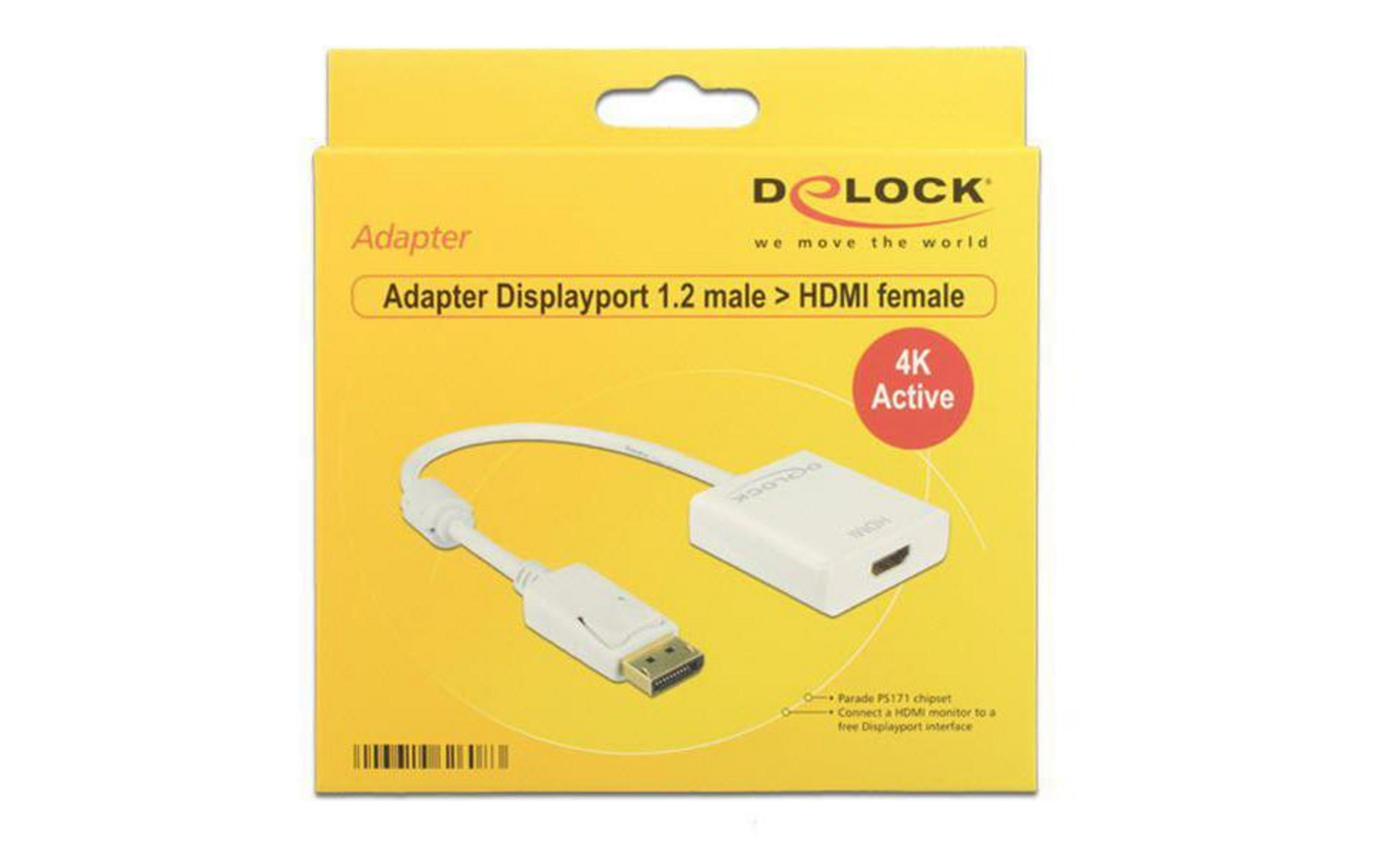 DeLOCK Adapter Displayport 1.2 auf HDMI Buchse, 4K Aktiv.