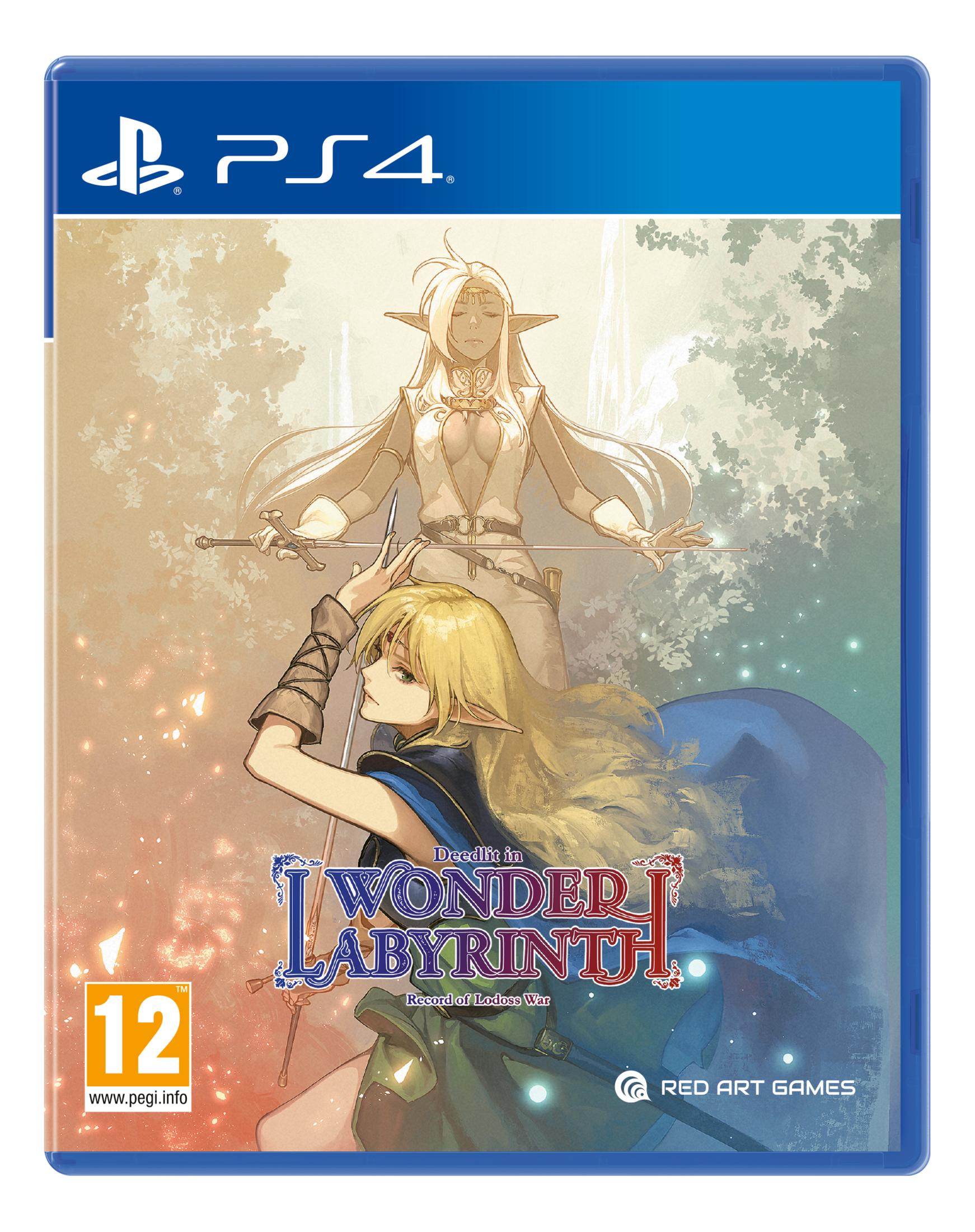 Copertina gioco PS4 con due guerriere elfe, intitolato Deedlit in Wonder Labyrinth.