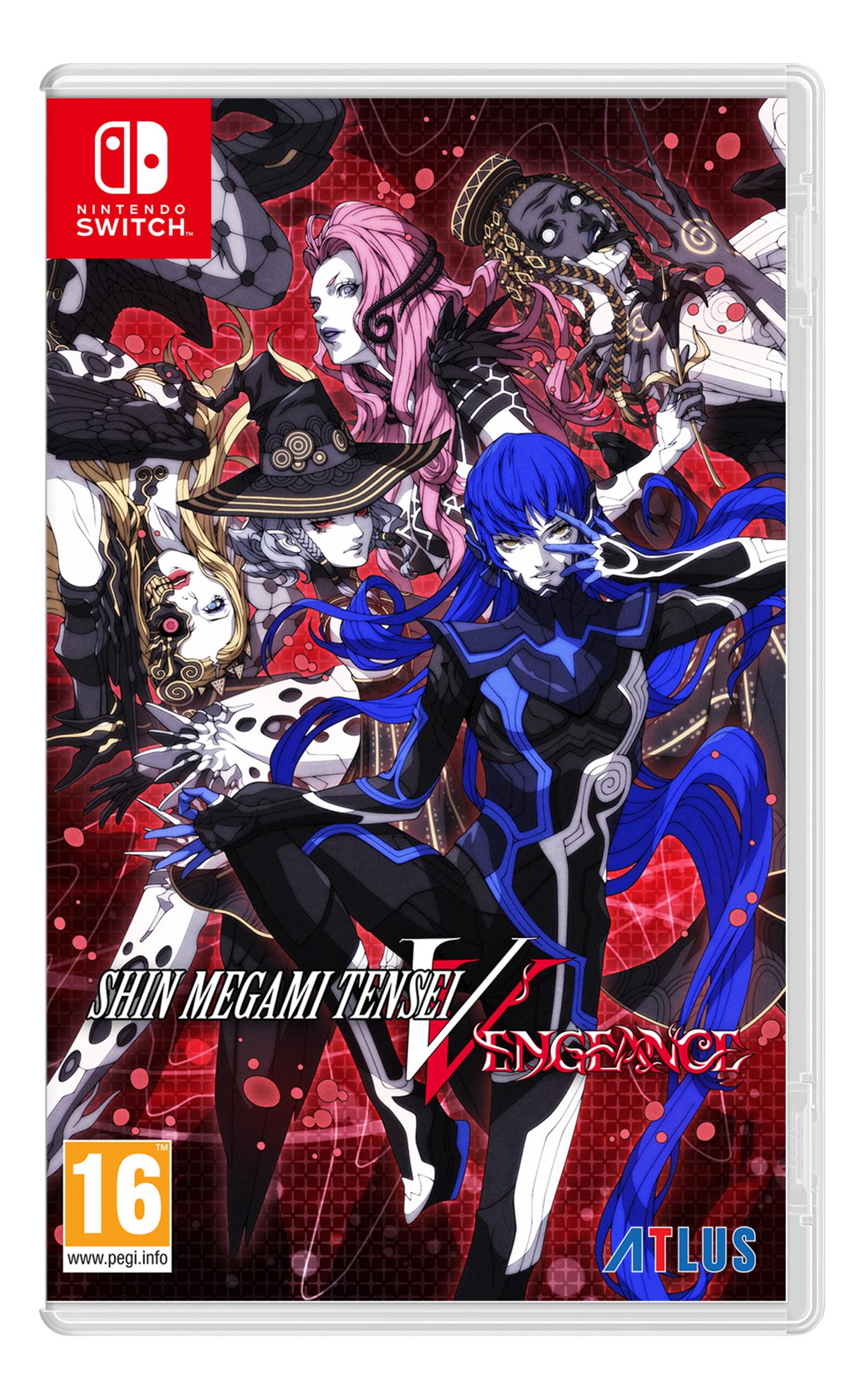Molti personaggi anime con capelli blu, rosa e biondi su sfondo rosso.