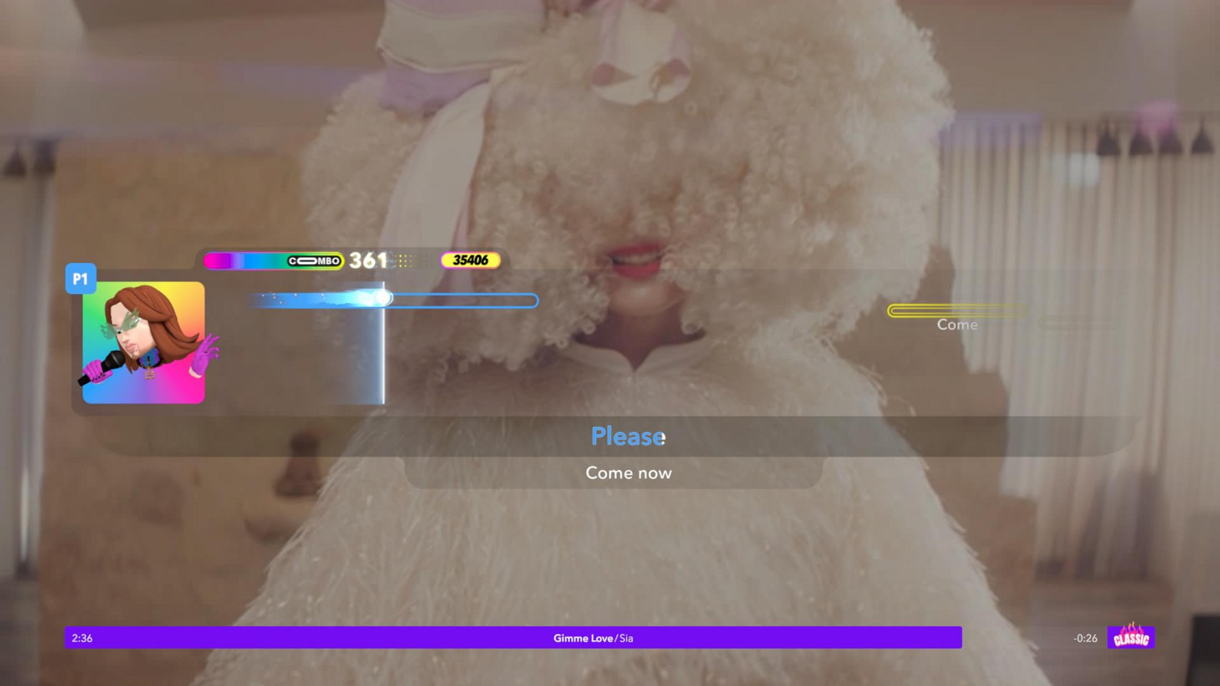 Gracz z awatarem i mikrofonem, osoba w obszernym stroju.