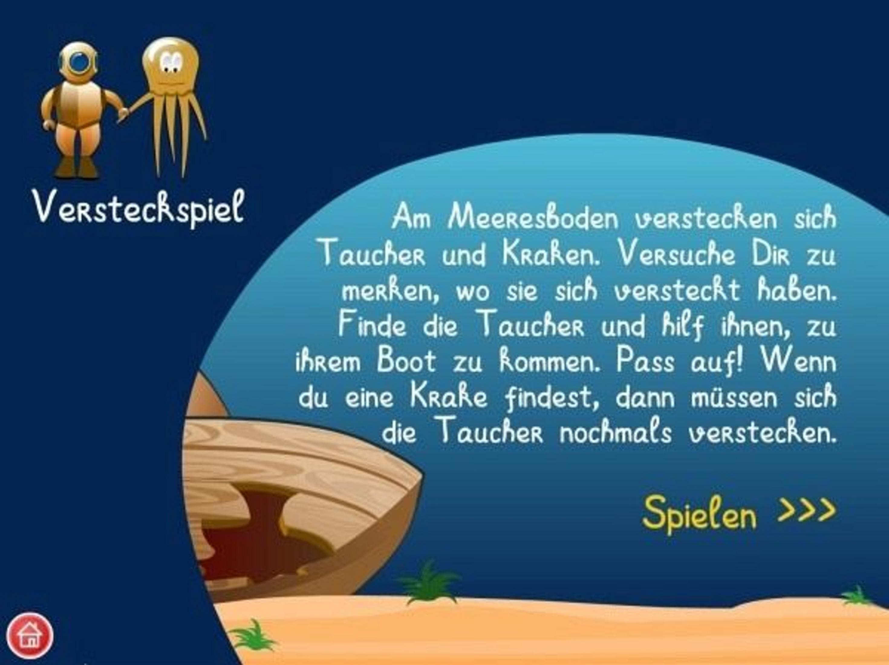 Ein Taucher und ein Oktopus halten Händchen. Ein Spiel mit Verstecken.
