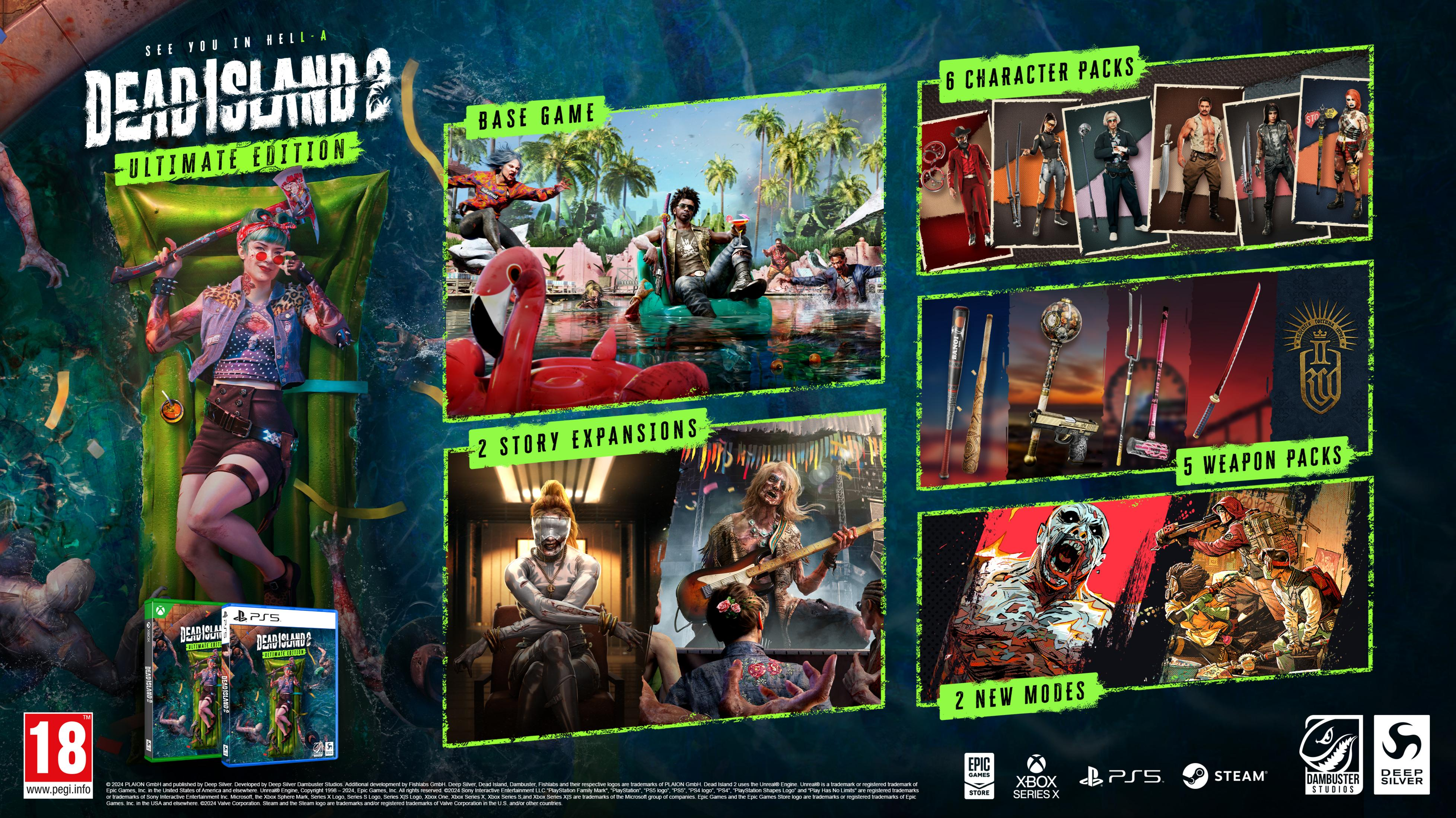 Dead Island 2 Ultimate Edition: personajes, expansiones, armas y modos de juego.