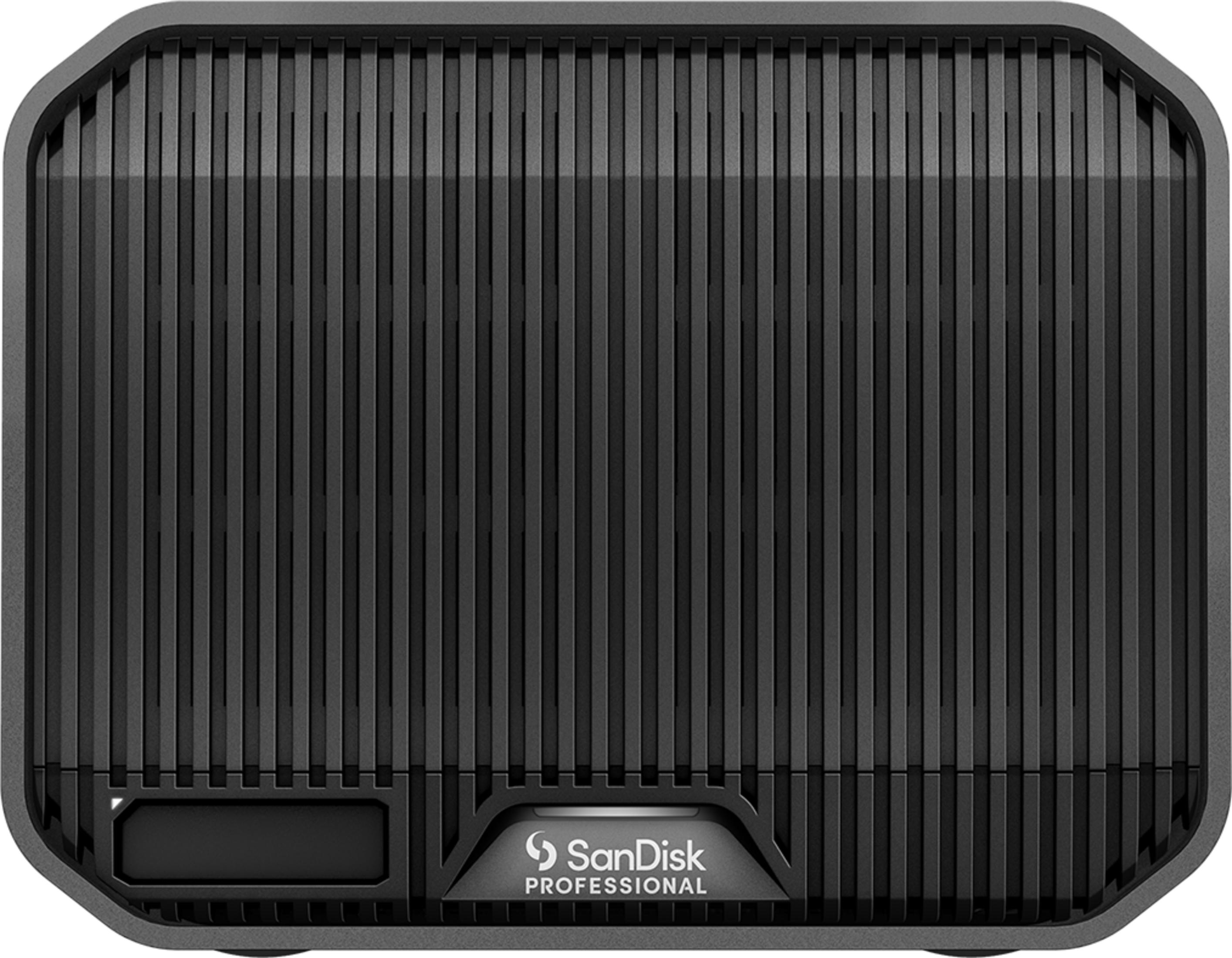 Czarne urządzenie SanDisk Professional z pionowymi rowkami.