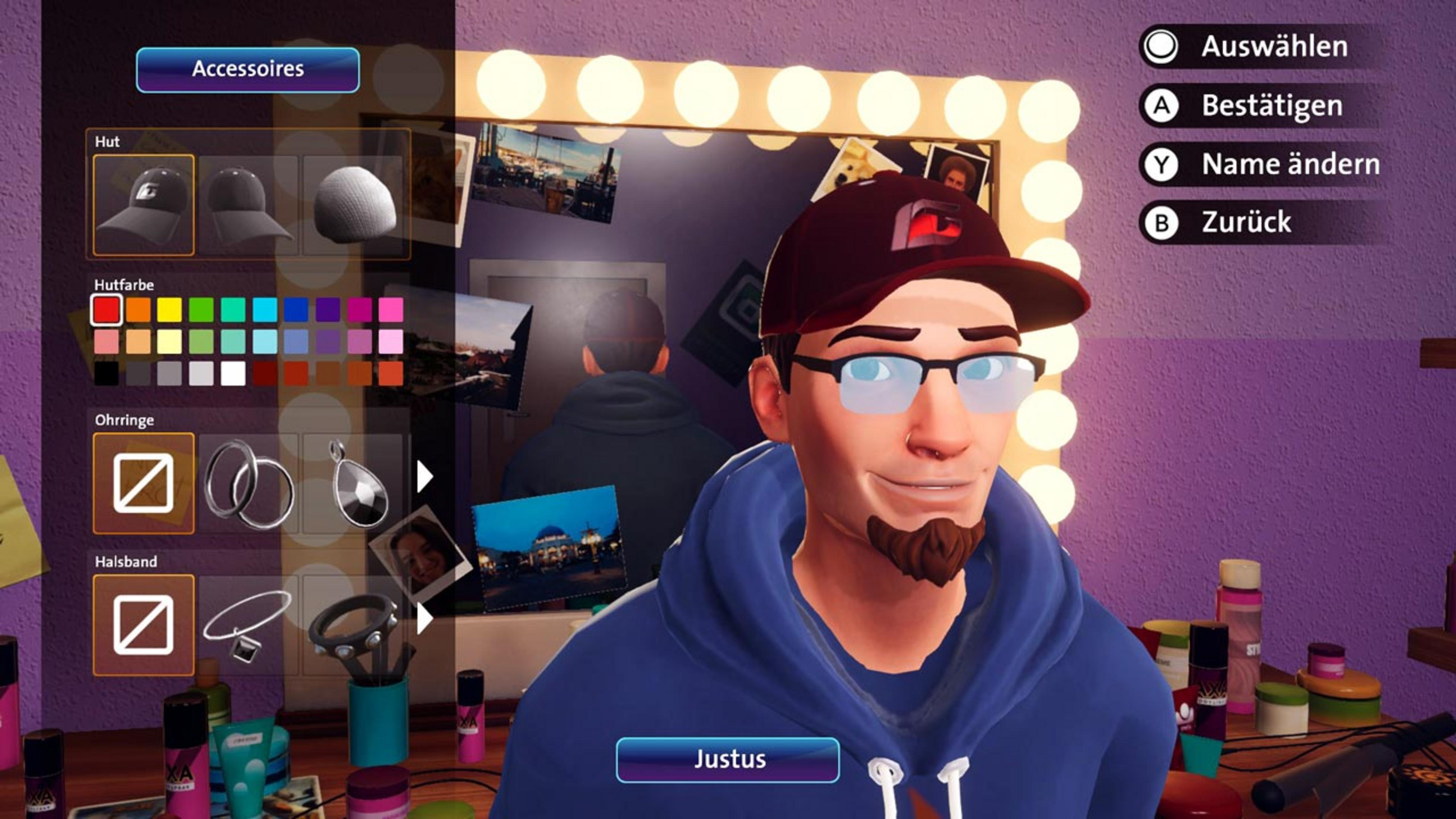 Ein digitaler Charakter mit Brille und Kapuzenpullover, der sich im Spiel anpasst.