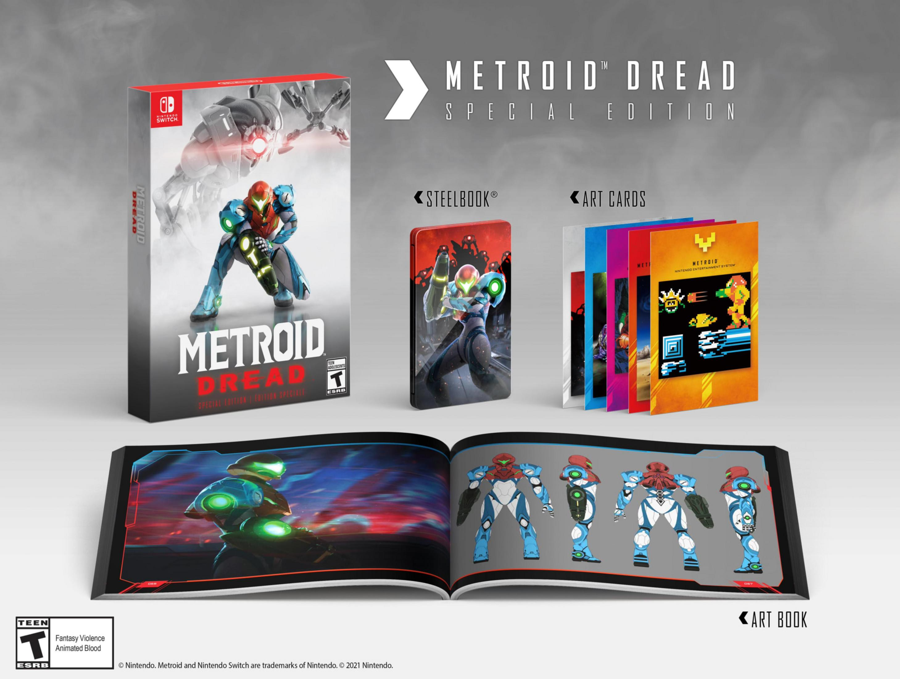 Metroid Dread Special Edition: Spiel, Steelbook, Art Cards und Art Book.