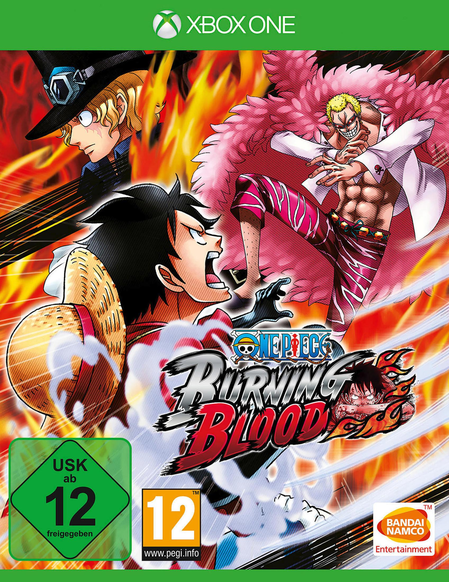 Anime-Charaktere kämpfen mit Flammen und Energieeffekten auf dem Xbox One-Cover.