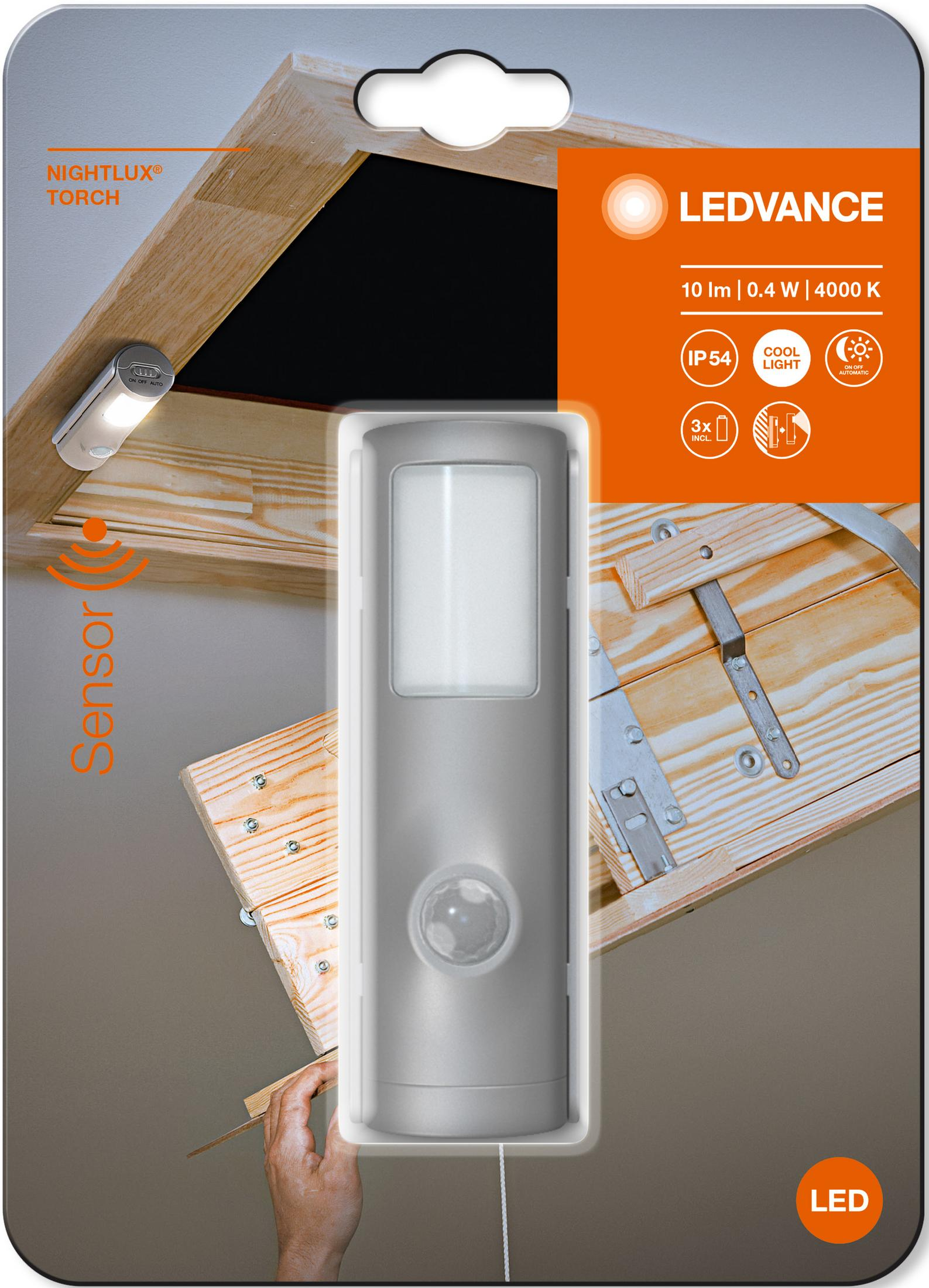 Luce notturna LEDVANCE con sensore, 10 lm, 0,4 W, 4000 K, IP54.