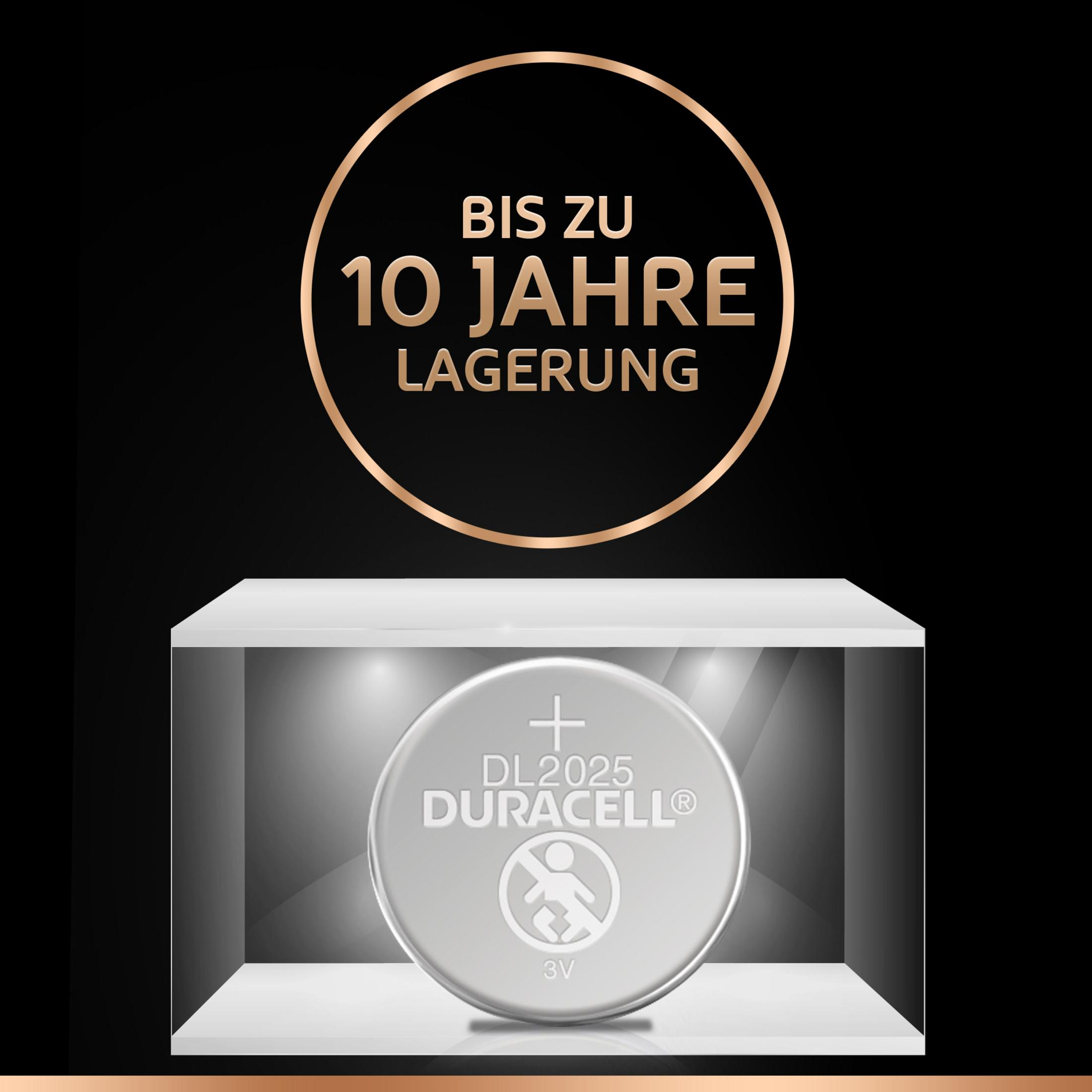 Batteria a bottone Duracell DL2025 con 10 anni di conservazione.