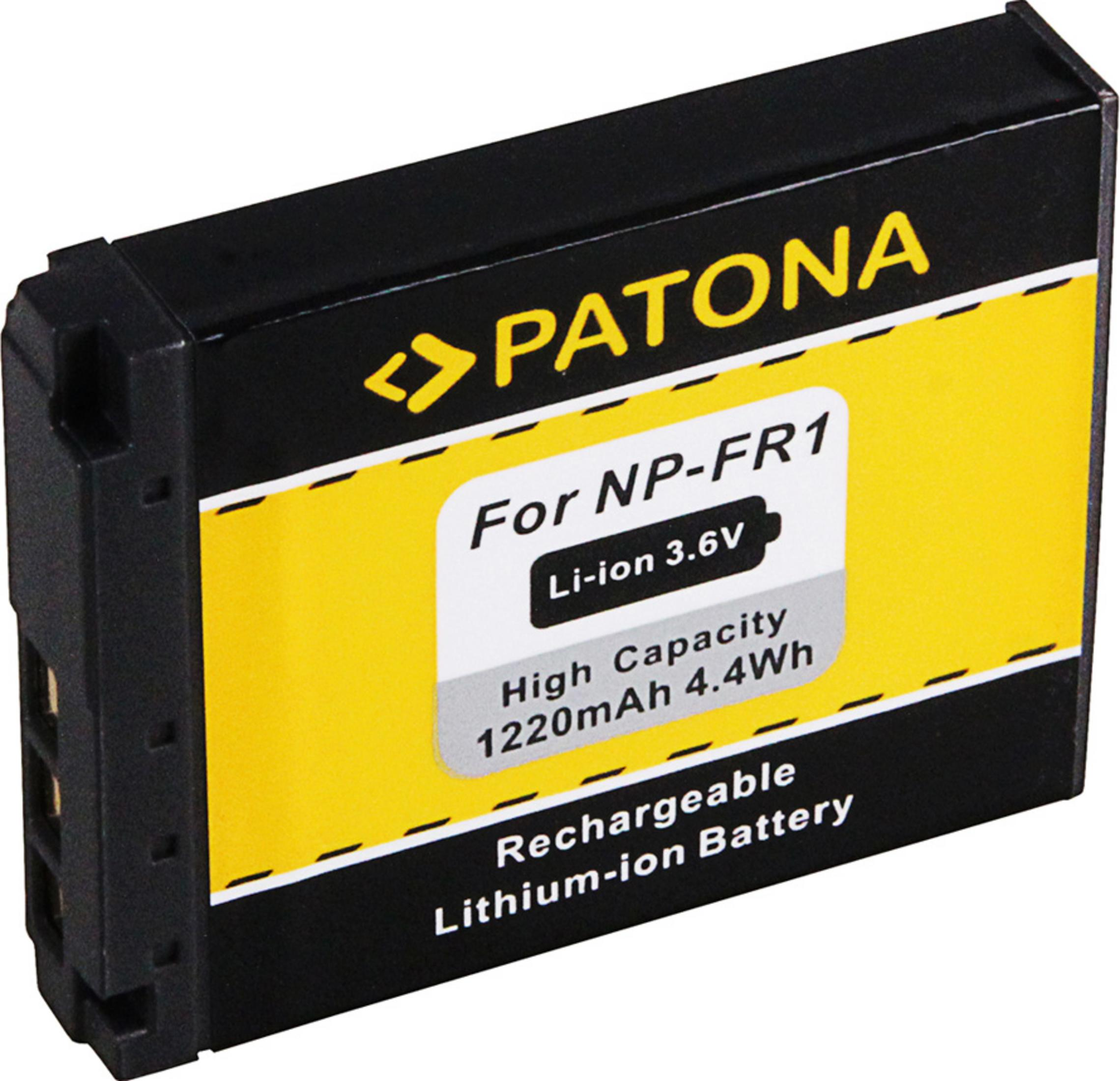 Schwarzer Patona Lithium-Ionen-Akku für NP-FR1, 3,6V, 1220mAh.