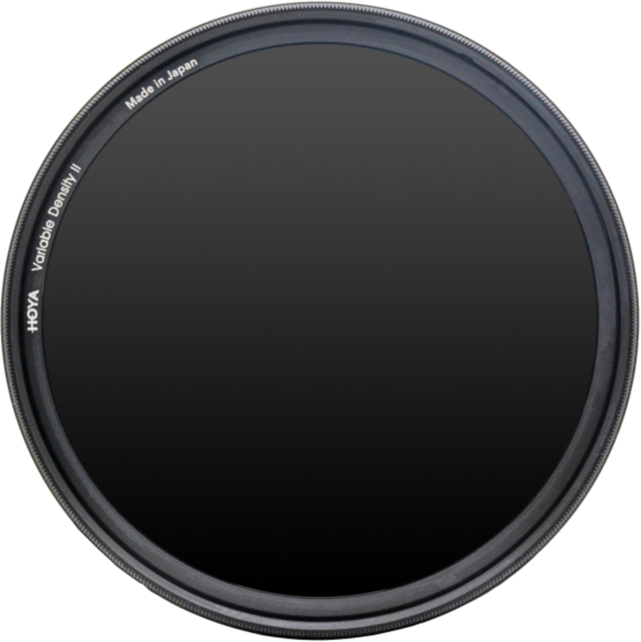 Ein schwarzer Hoya Variable Density II Filter, gefertigt in Japan.