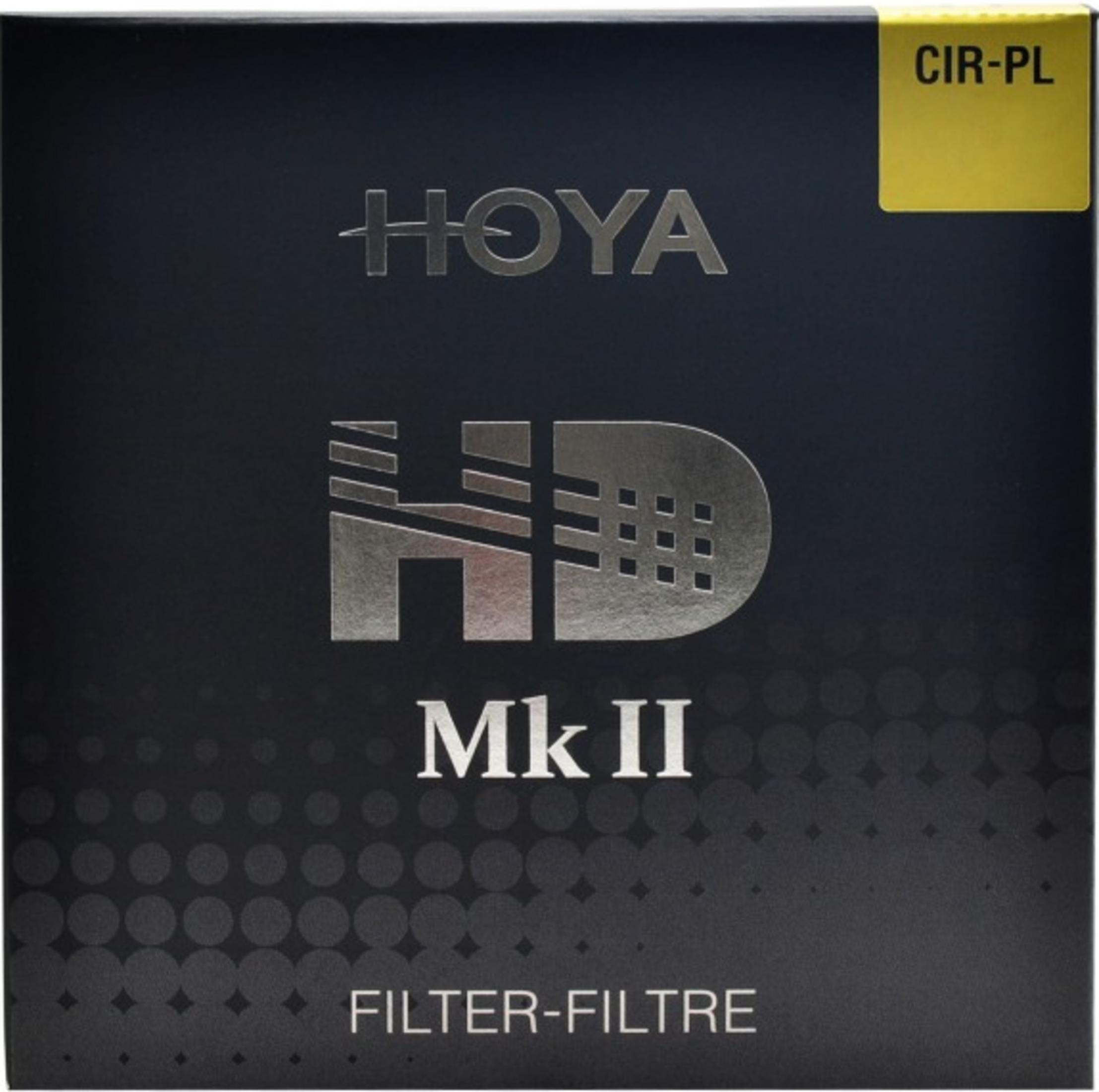 Hoya HD Mk II Filter-Filtre Verpackung mit gelbem CIR-PL Aufkleber.