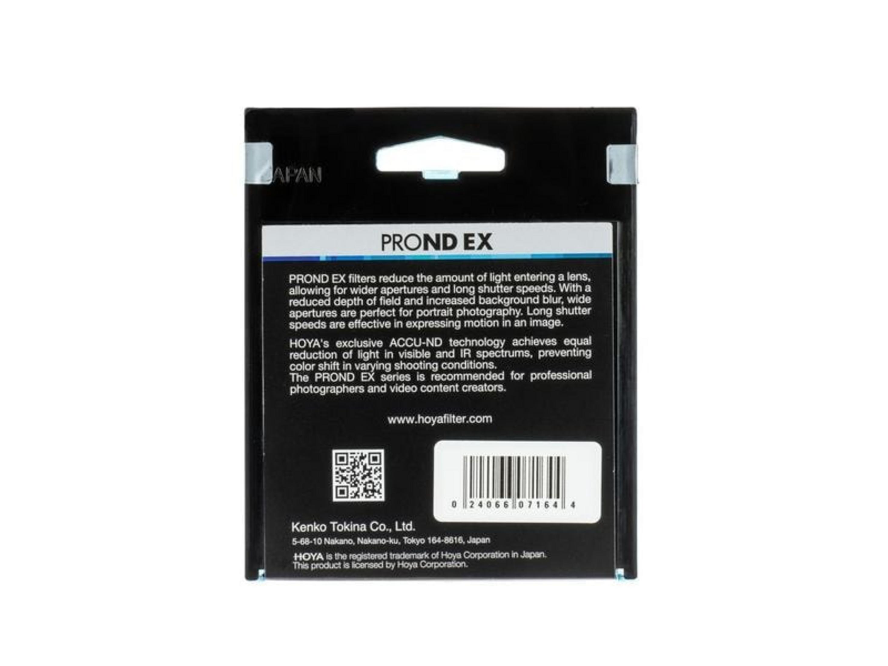 Verpackung für PROND EX-Filter mit Informationen und Barcode.