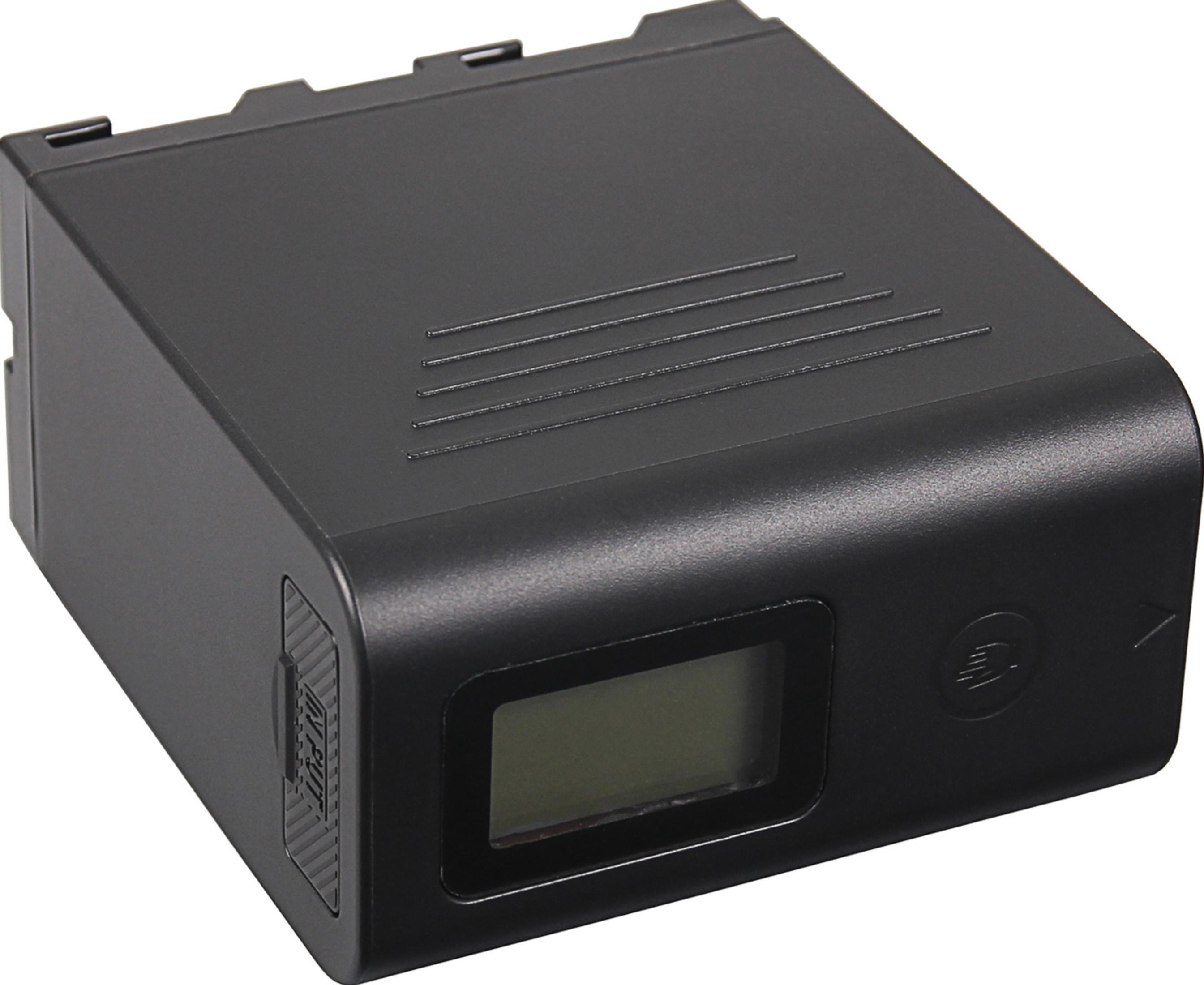 Dispositivo elettronico nero con schermo LCD e fessure di ventilazione.