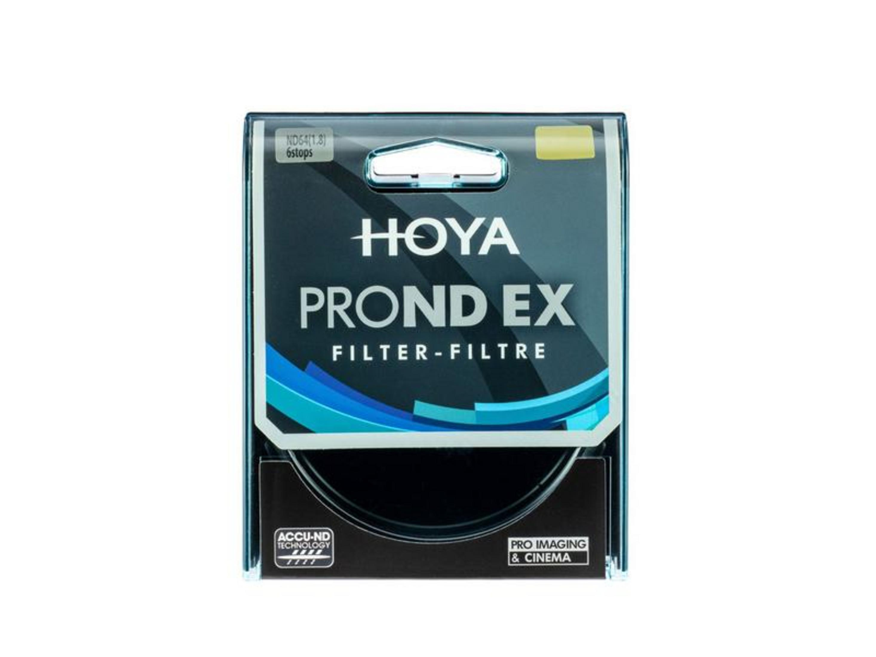 Filtre Hoya PROND EX. ND64 (1.8) 6stops. Technologie Accu-ND. Pro Imaging & Cinema.