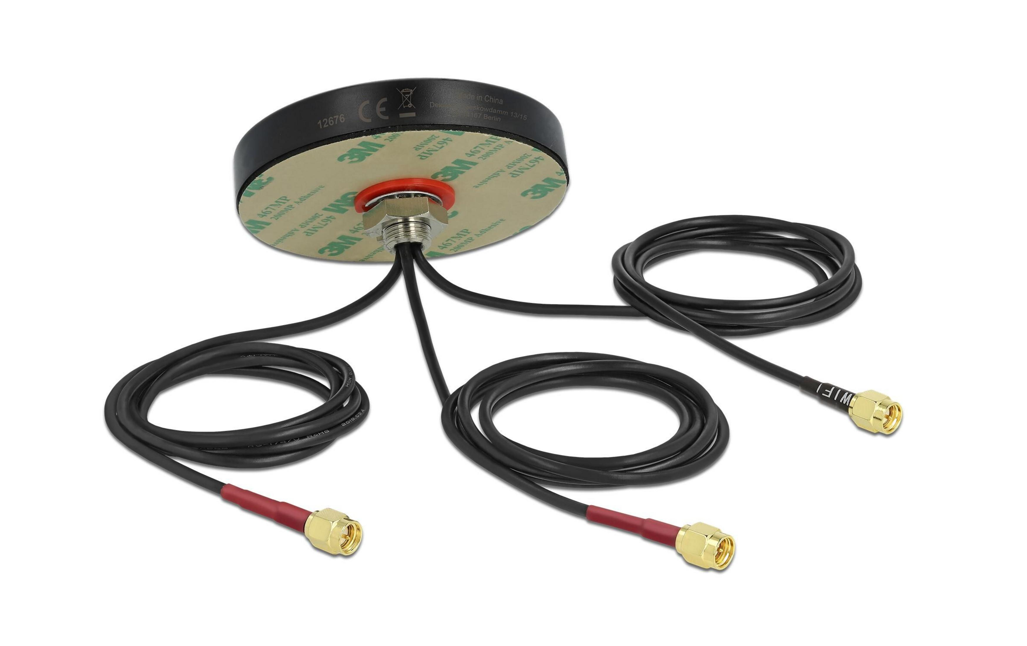 Czarna podstawa samoprzylepna z trzema kablami i złotymi złączami.