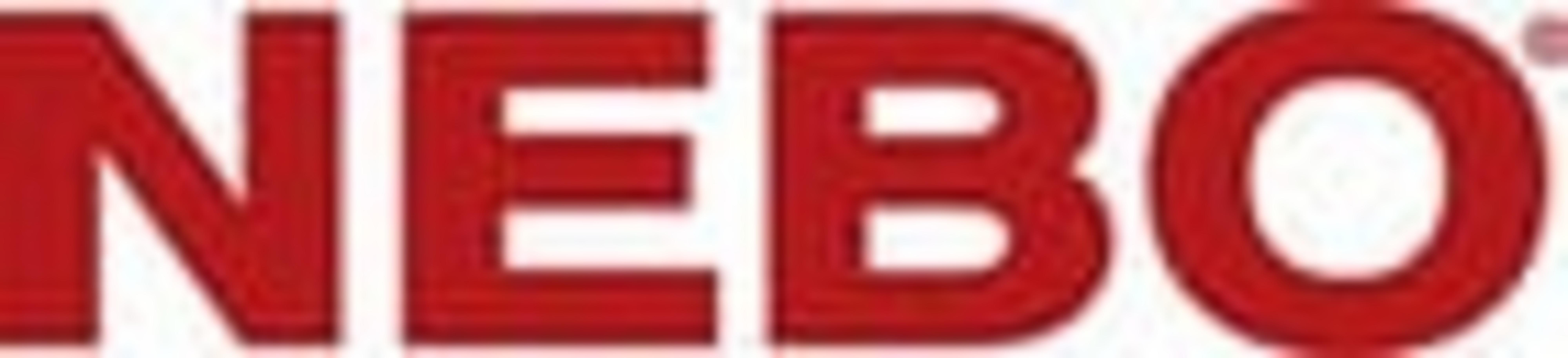 Logo przedstawia czerwone litery NEBO na białym tle.