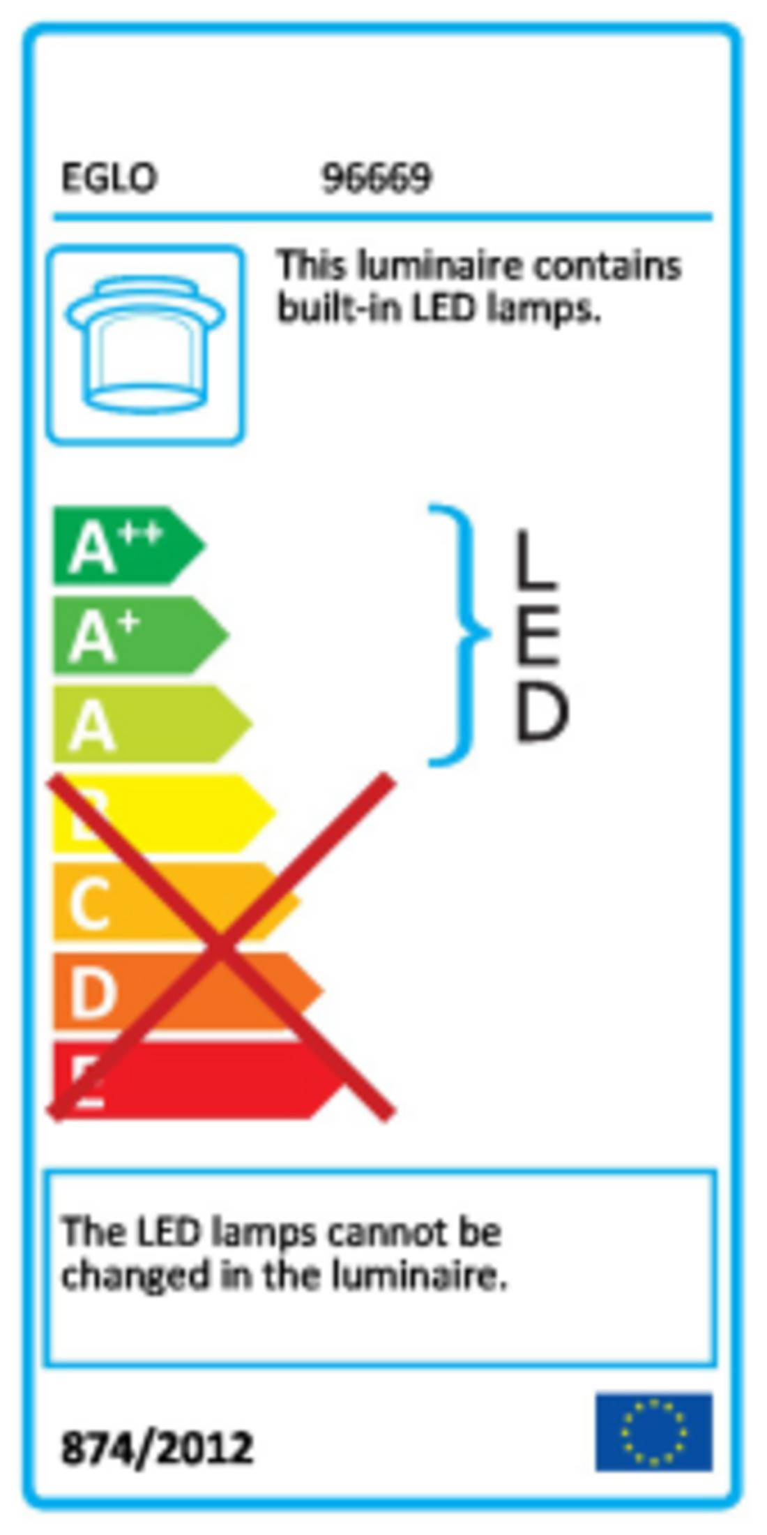 Energieeffizienzlabel: A++ bis D, EGLO 96669, integrierte LED.